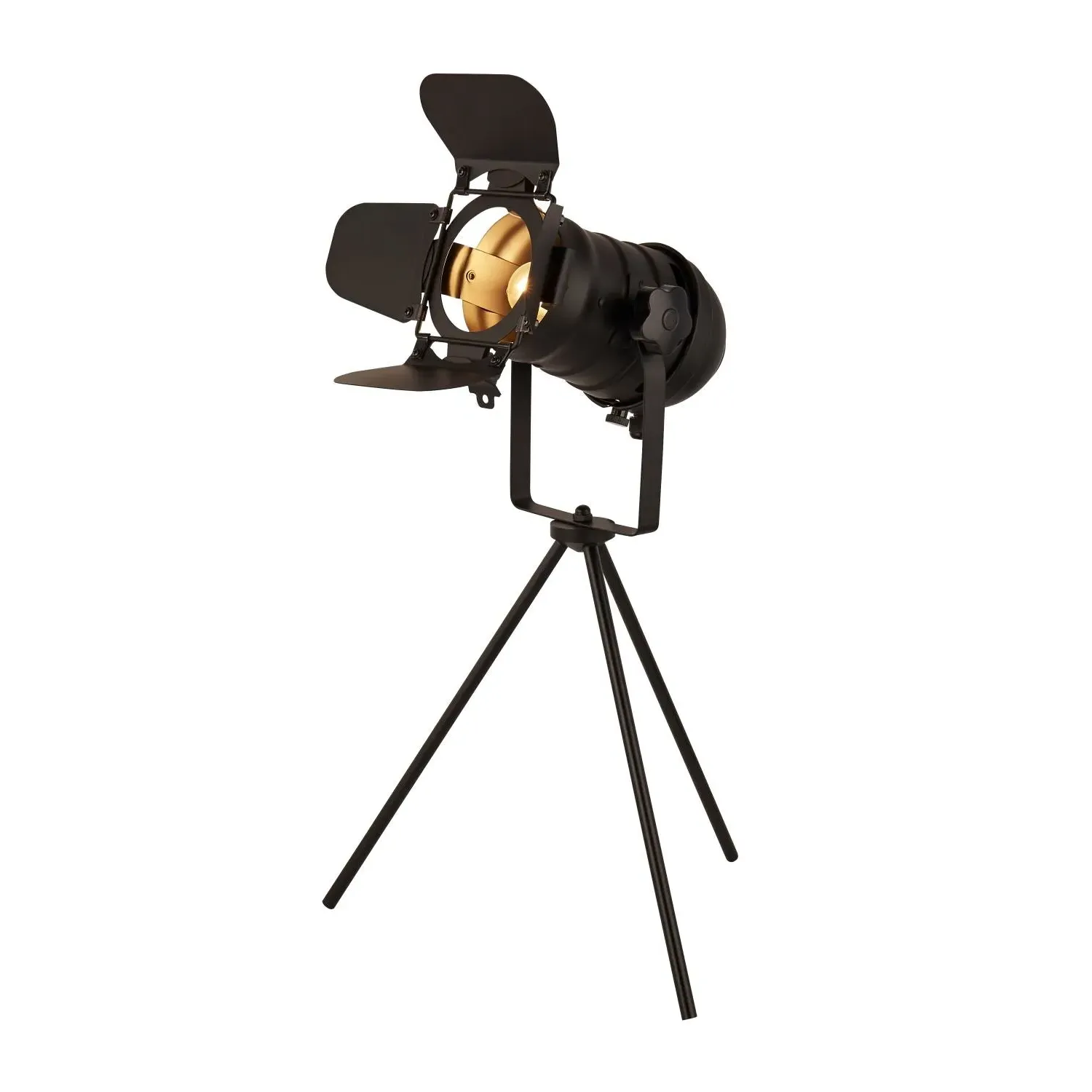 Tripod Table Lamp with Adjustable Shade - Black