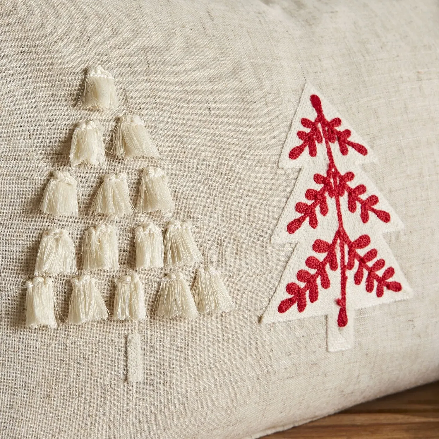 Tufted Christmas Tree Cushion - Natural