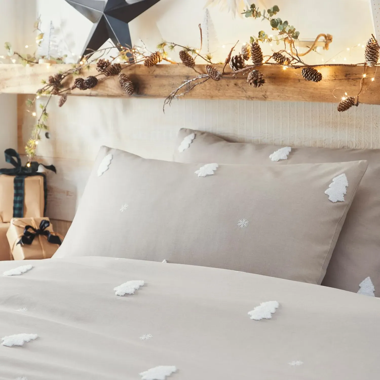 Tufted Trees Single Duvet Set - Natural, Cotton alternate view