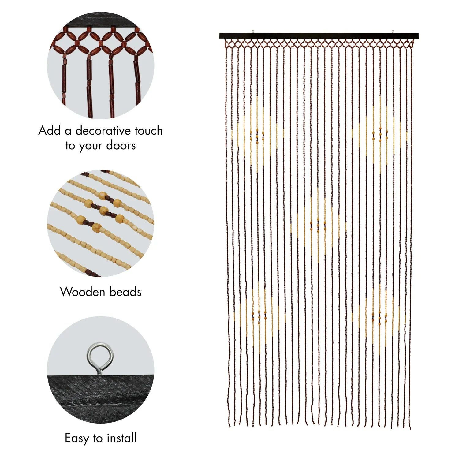Tuscany Diamond Beaded Door Curtain - Brown alternate view