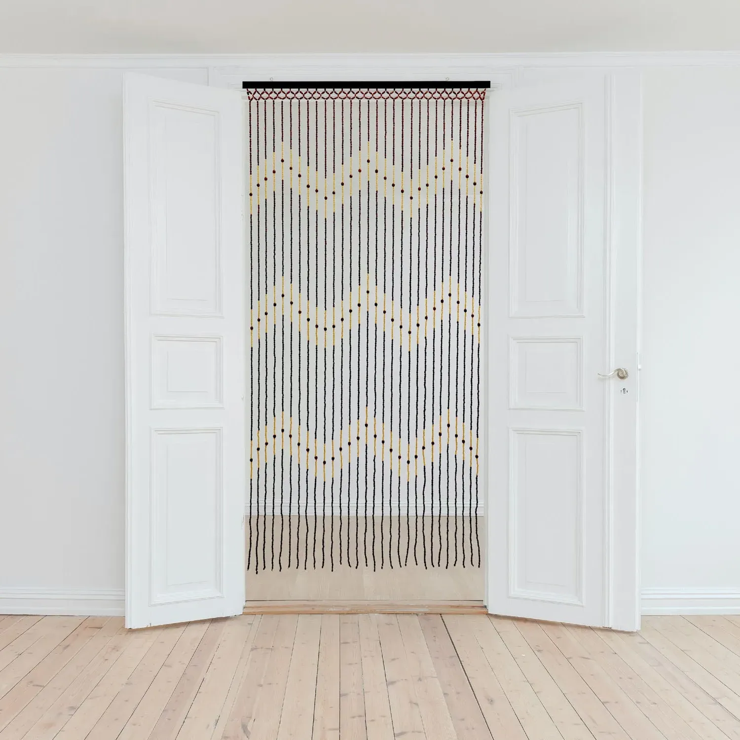 Tuscany Waves Beaded Door Curtain - Brown, Wood by Julian Charles
