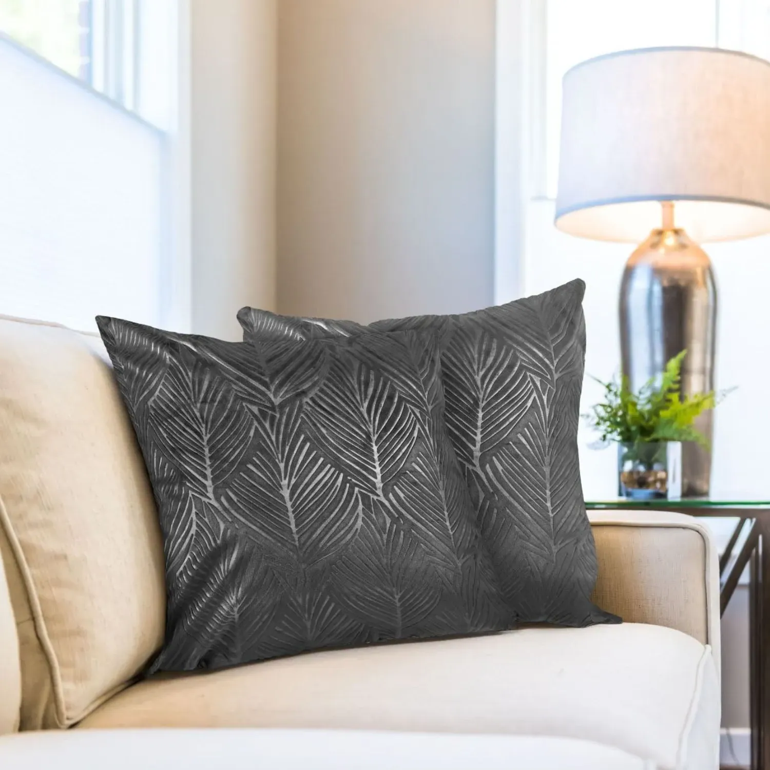 Twilight Cushion Covers Pair - Charcoal Grey, Velvet product