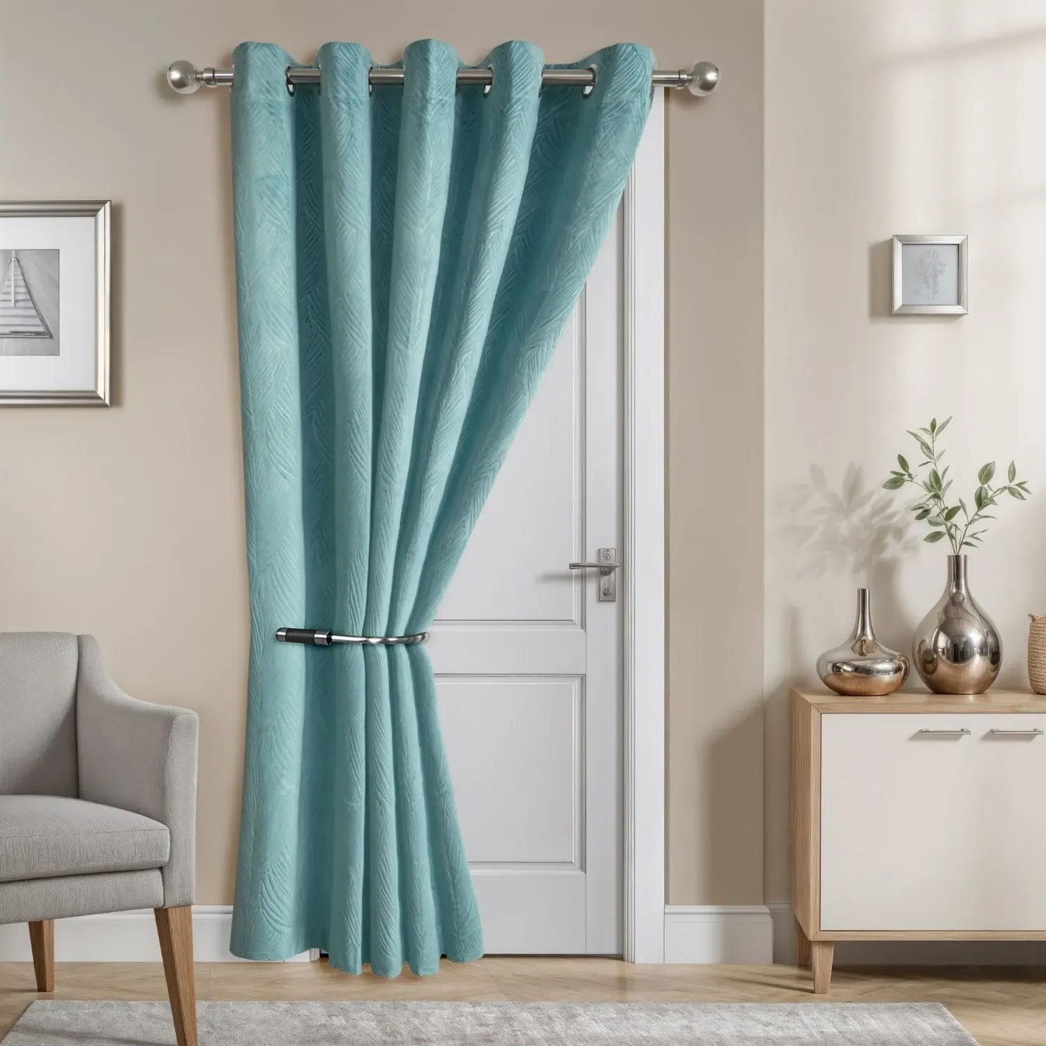 Twilight Thermal Blackout Door Curtain - Duck Egg, Velvet product