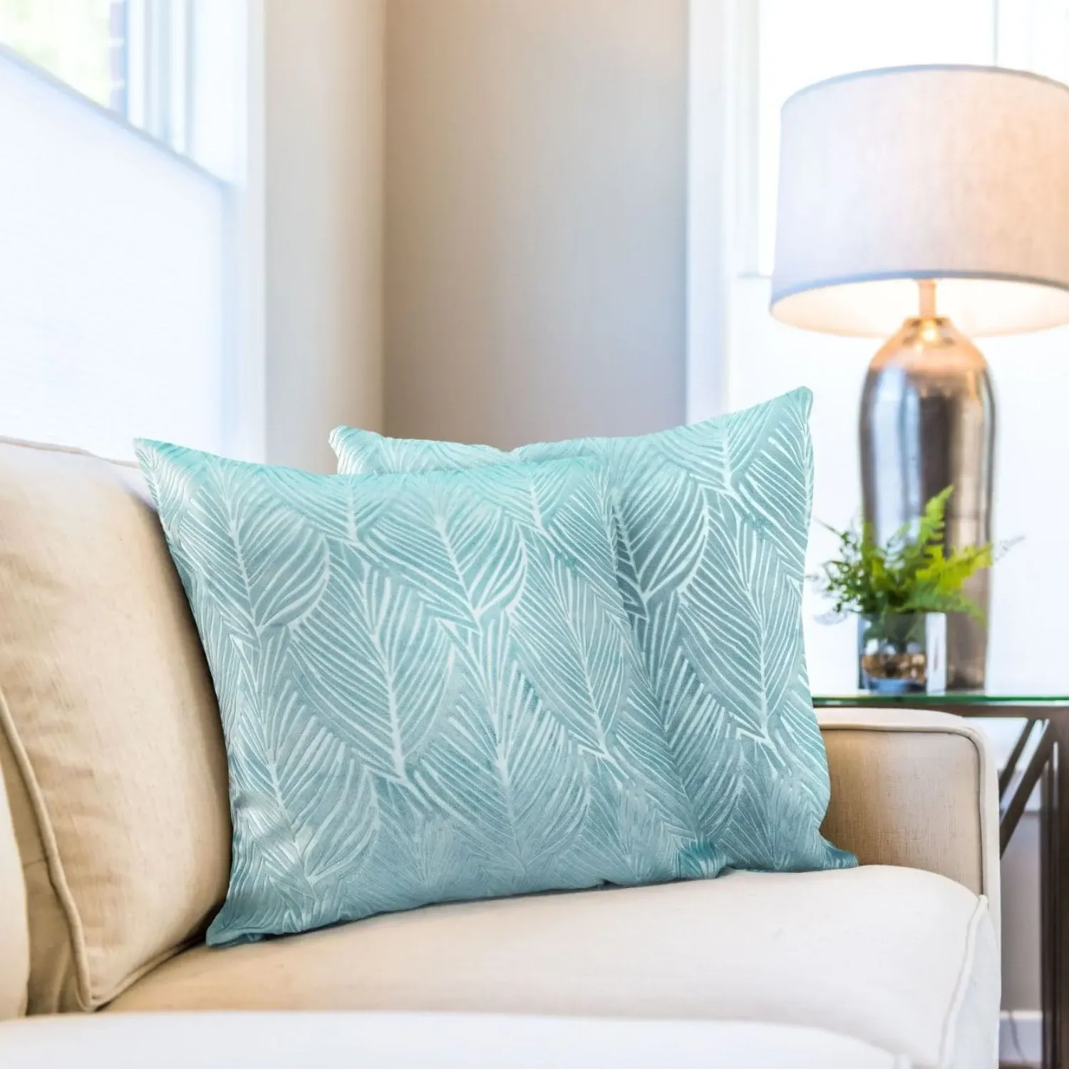 Twilight Velvet Cushion Covers Pair - Duck Egg Blue product