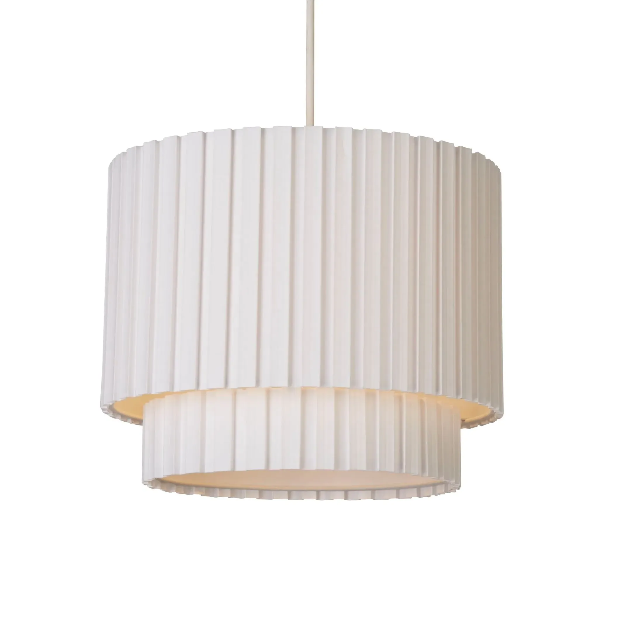 Two Tier Box Pleat Lampshade - White