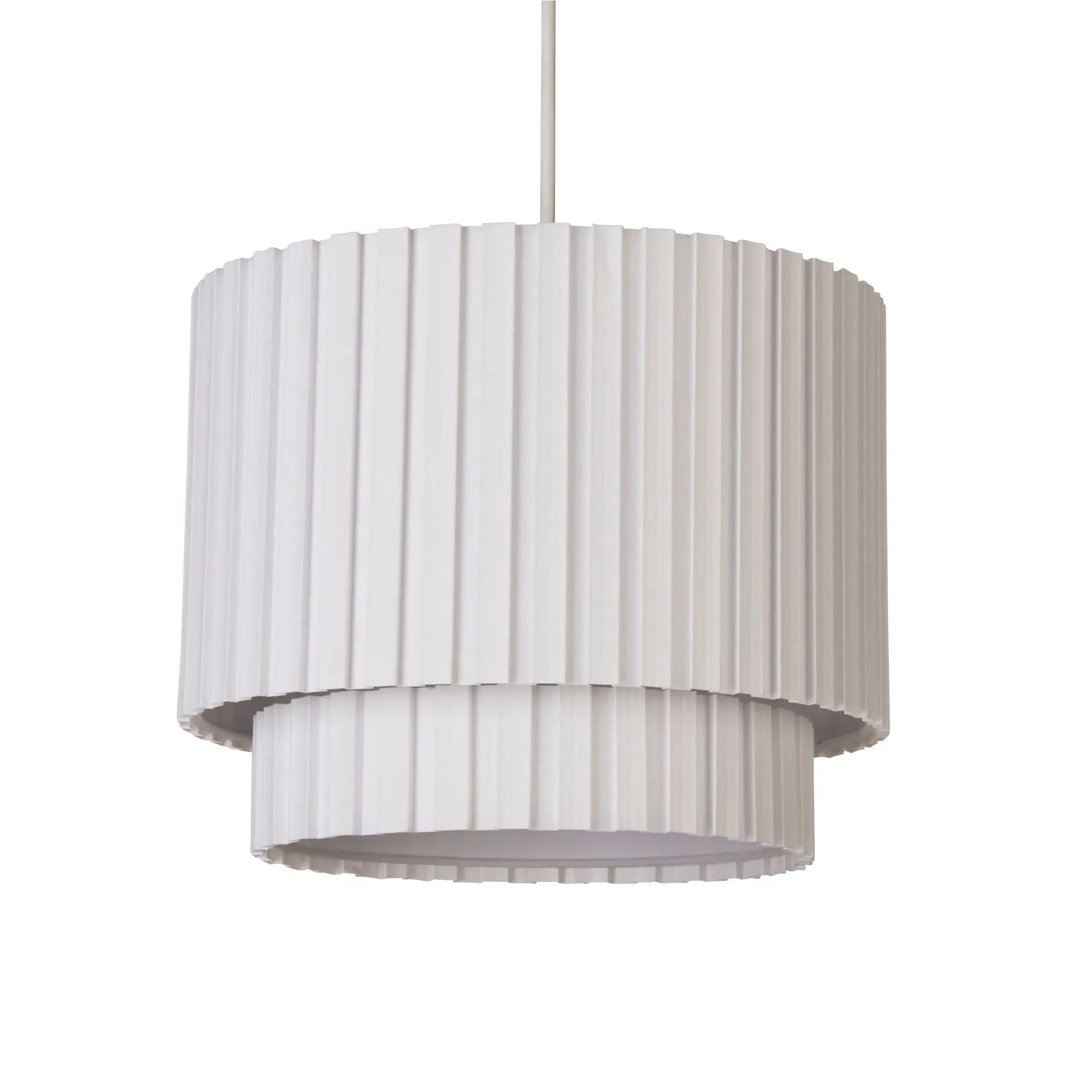 Two Tier Box Pleat Lampshade - White