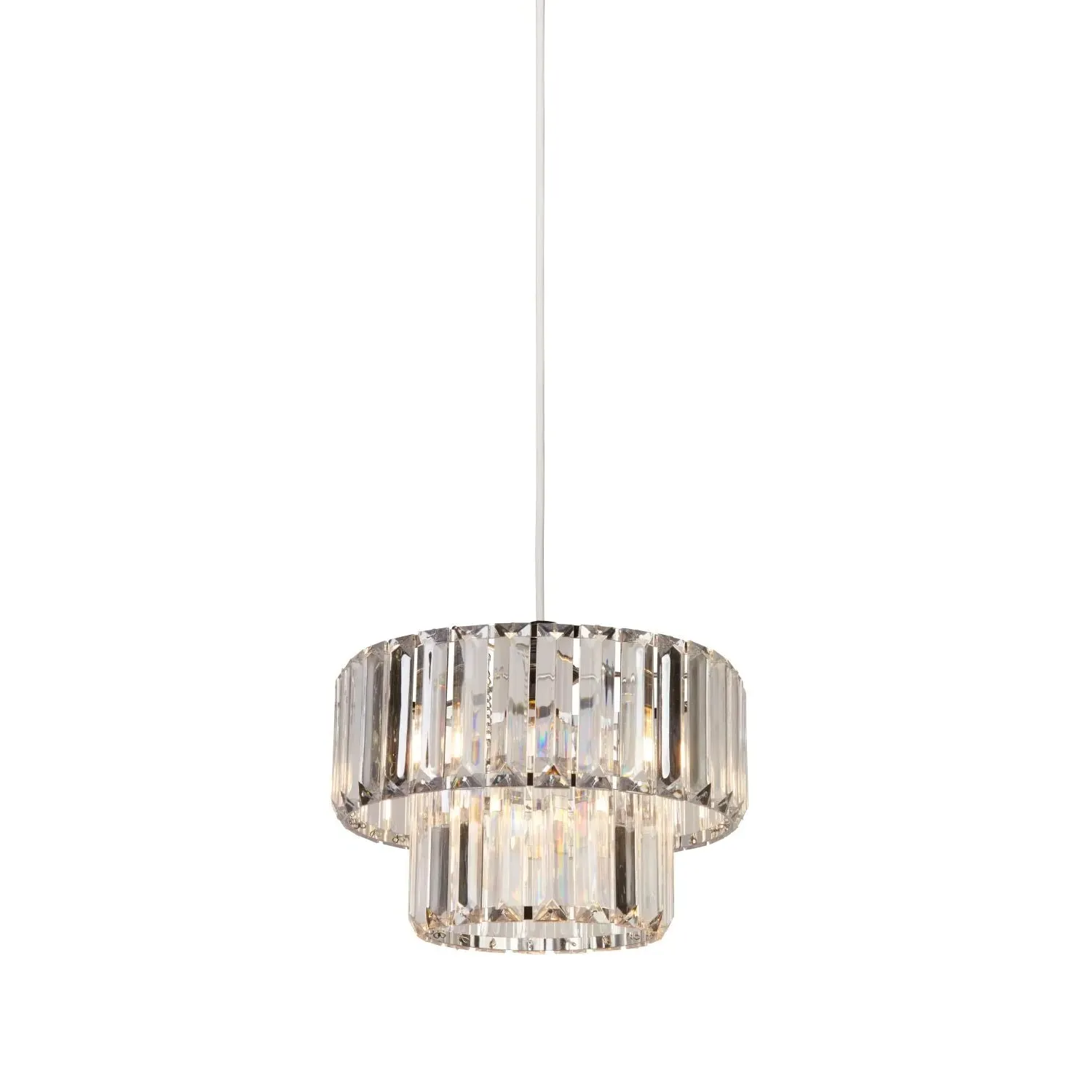 Two-Tier Ceiling Light Shade - Clear, Chrome