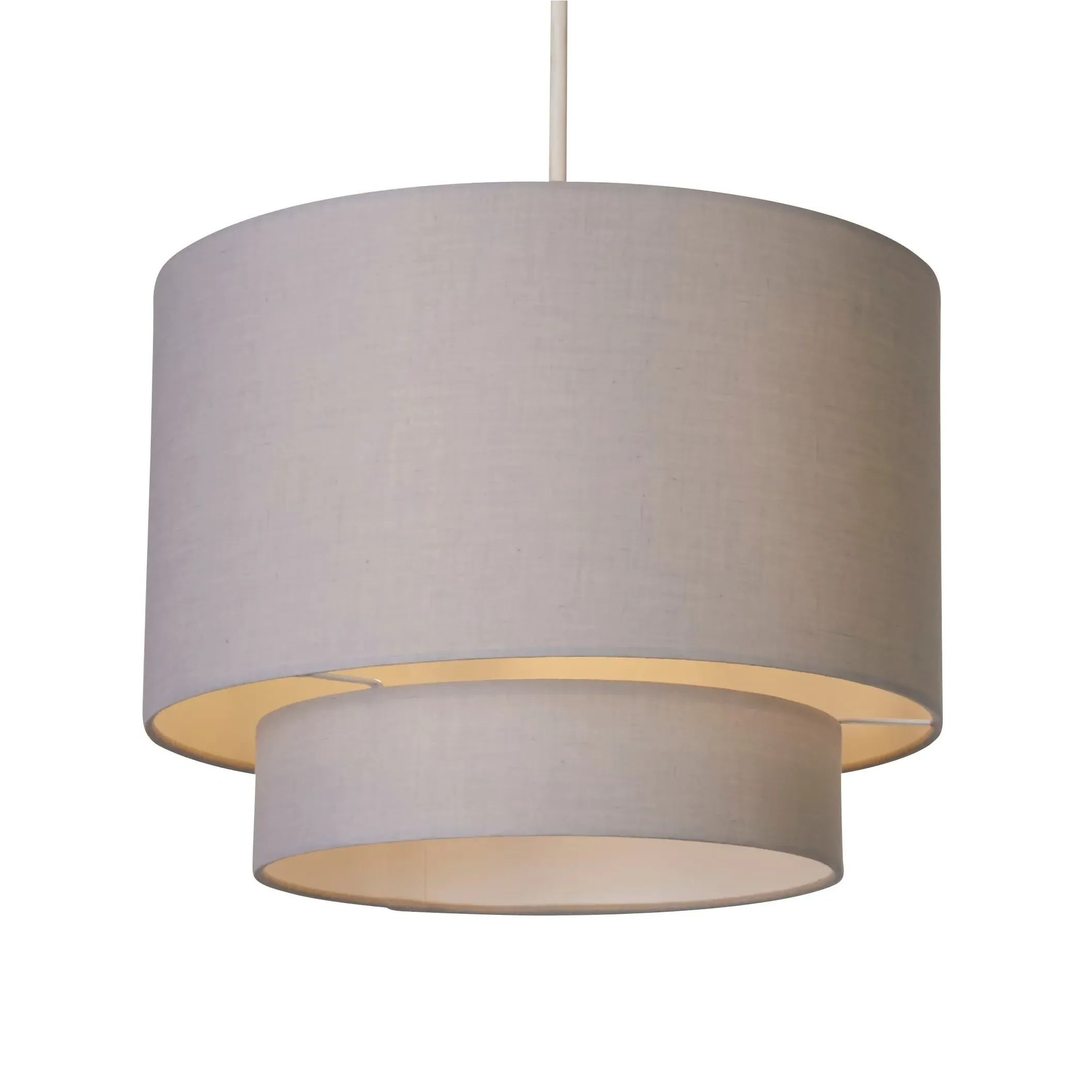 Two Tier Drum Lamp Shade - Grey, Cotton product