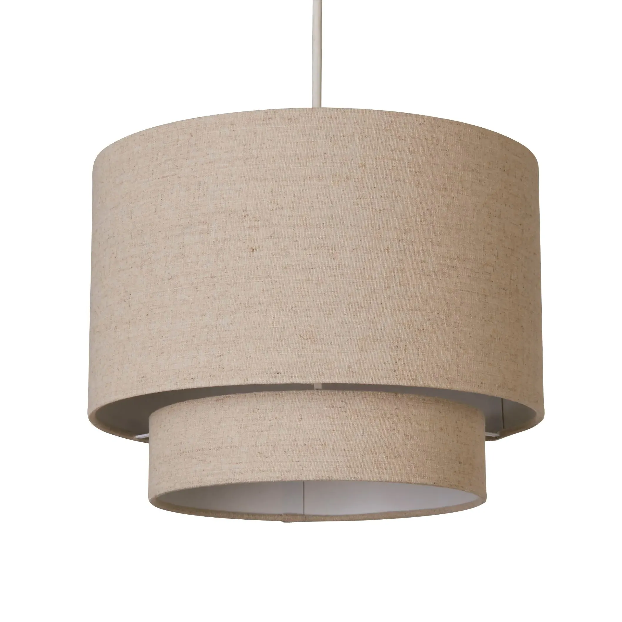 Two Tier Drum Lampshade - Natural