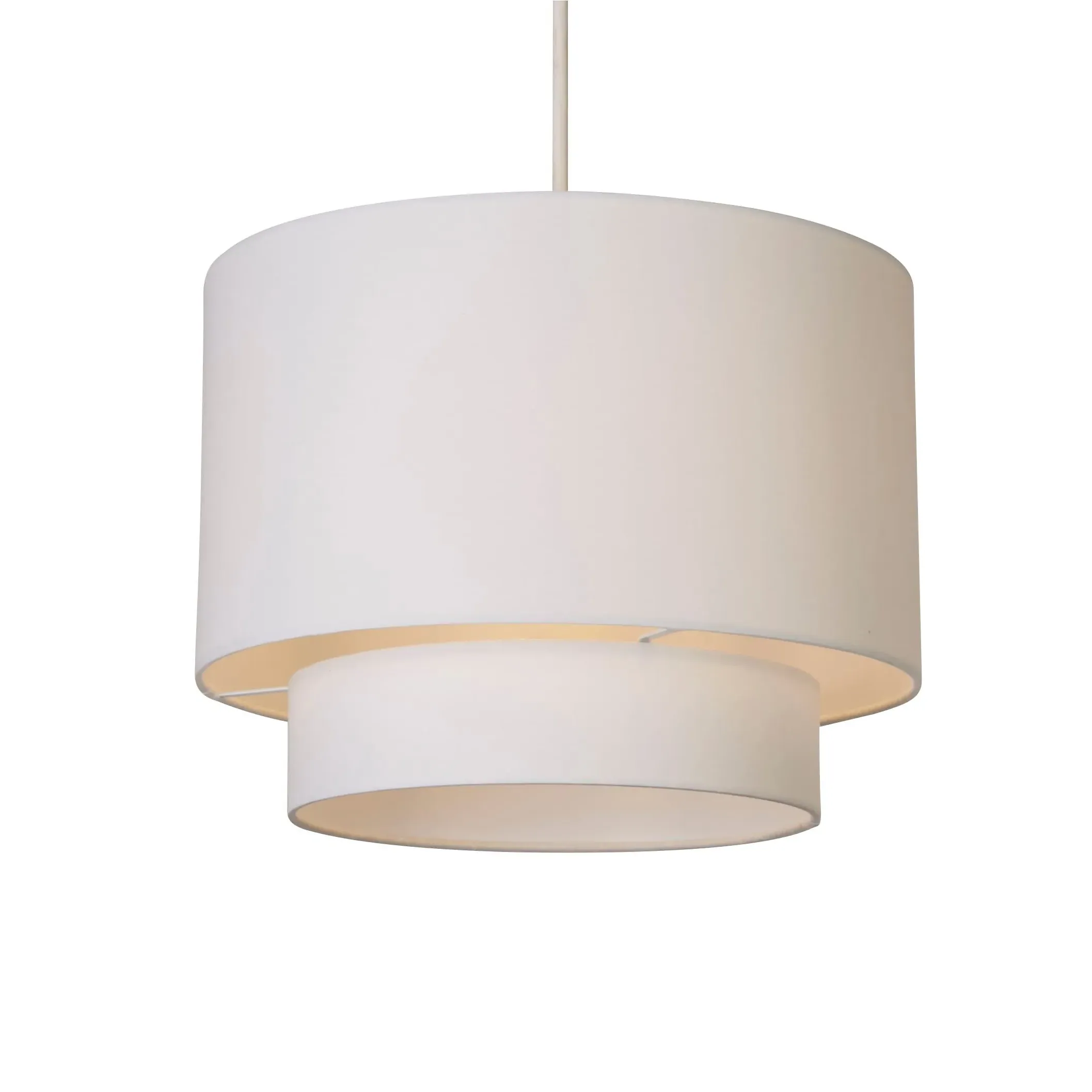 Two Tier Drum Lampshade - White, Cotton
