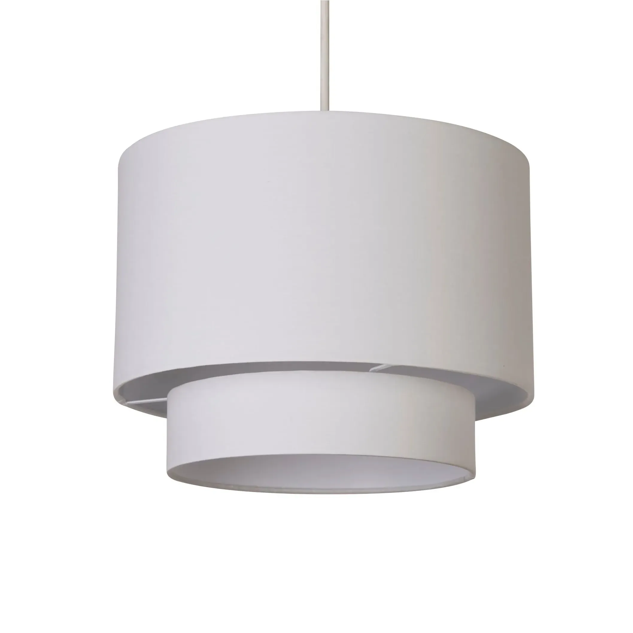 Two Tier Drum Lampshade - White, Cotton