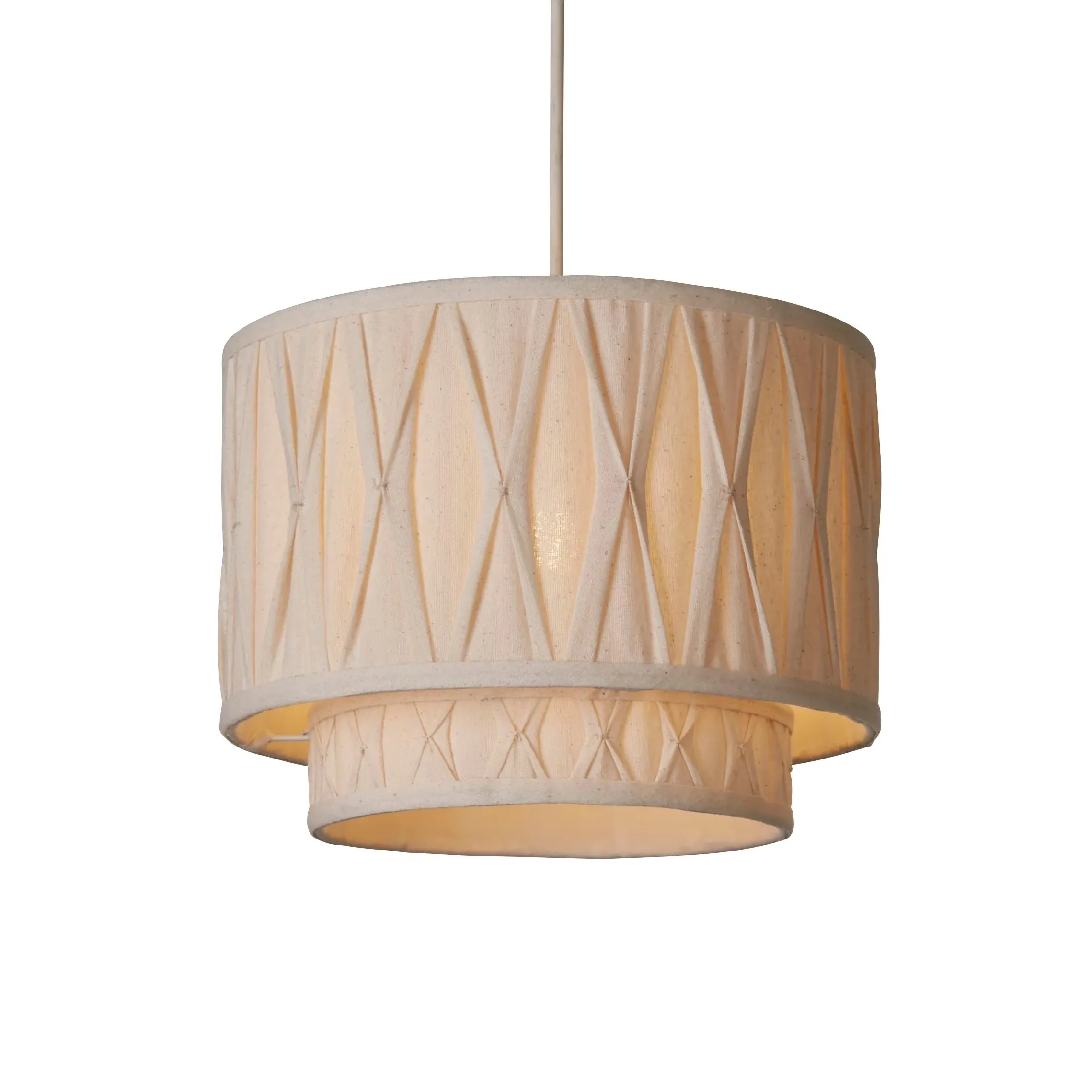 Two Tier Pinch Pleat Lampshade - Natural, Linen