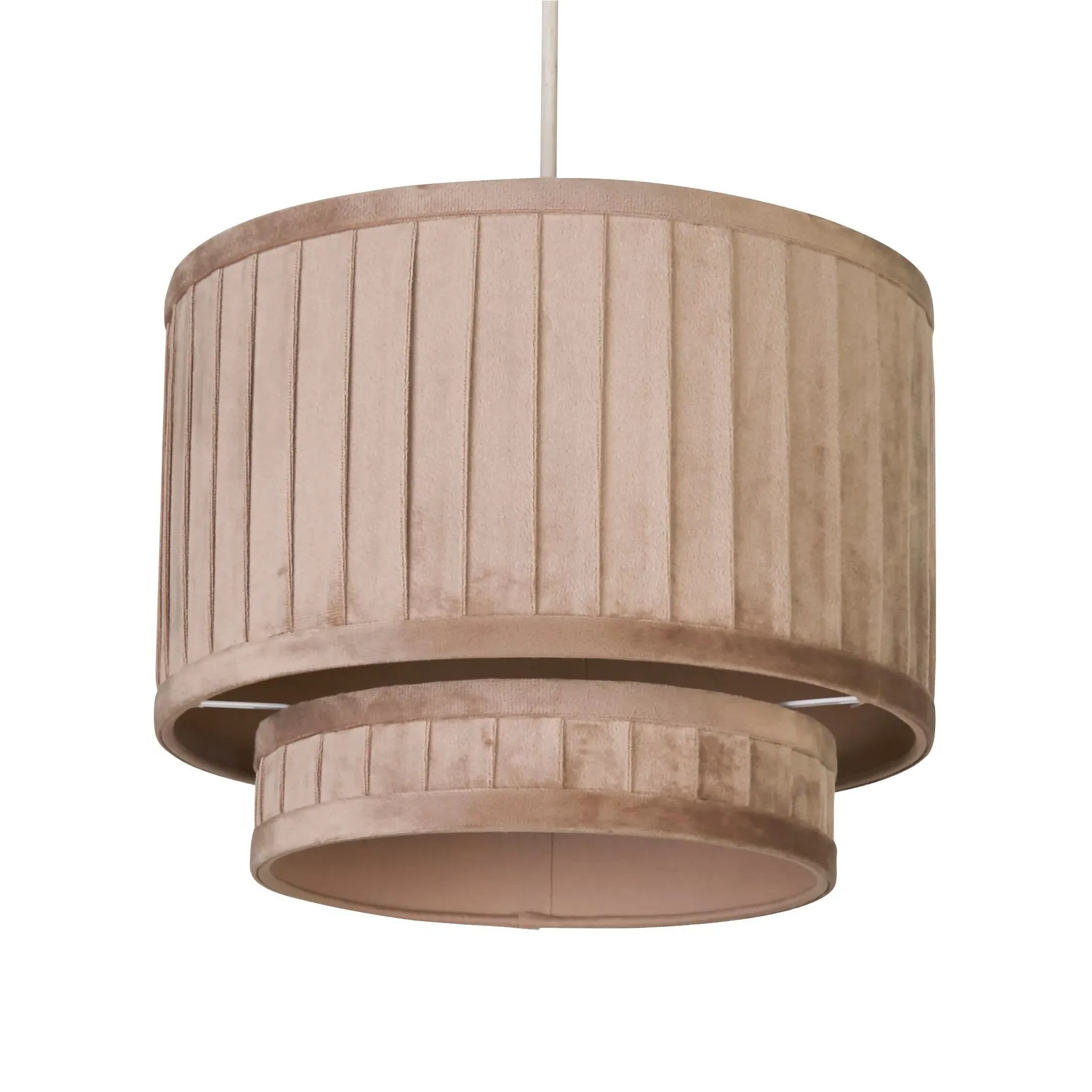 Two Tier Pleated Lampshade - Taupe, Velvet