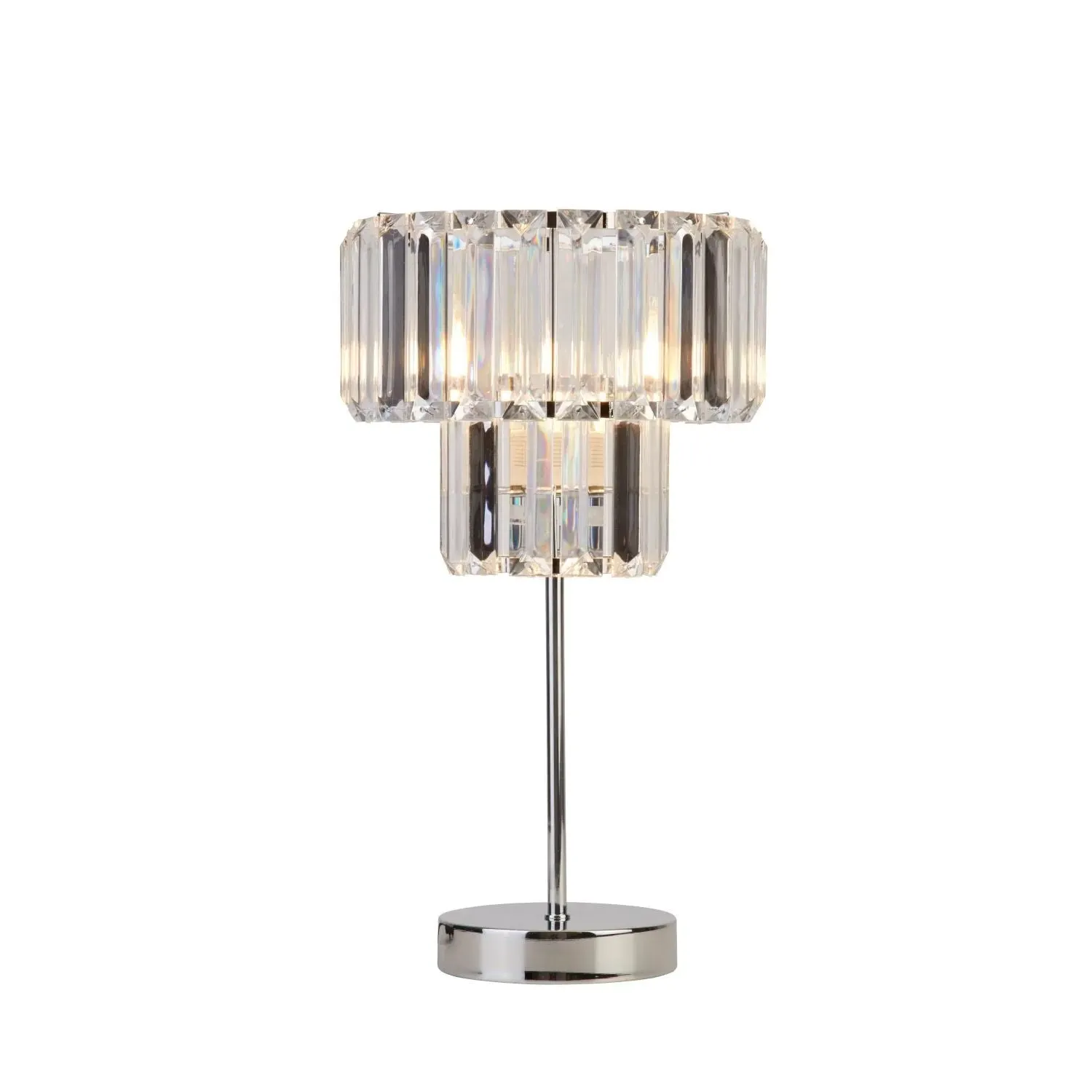 Two-Tier Table Lamp with Switch - Chrome, Acrylic