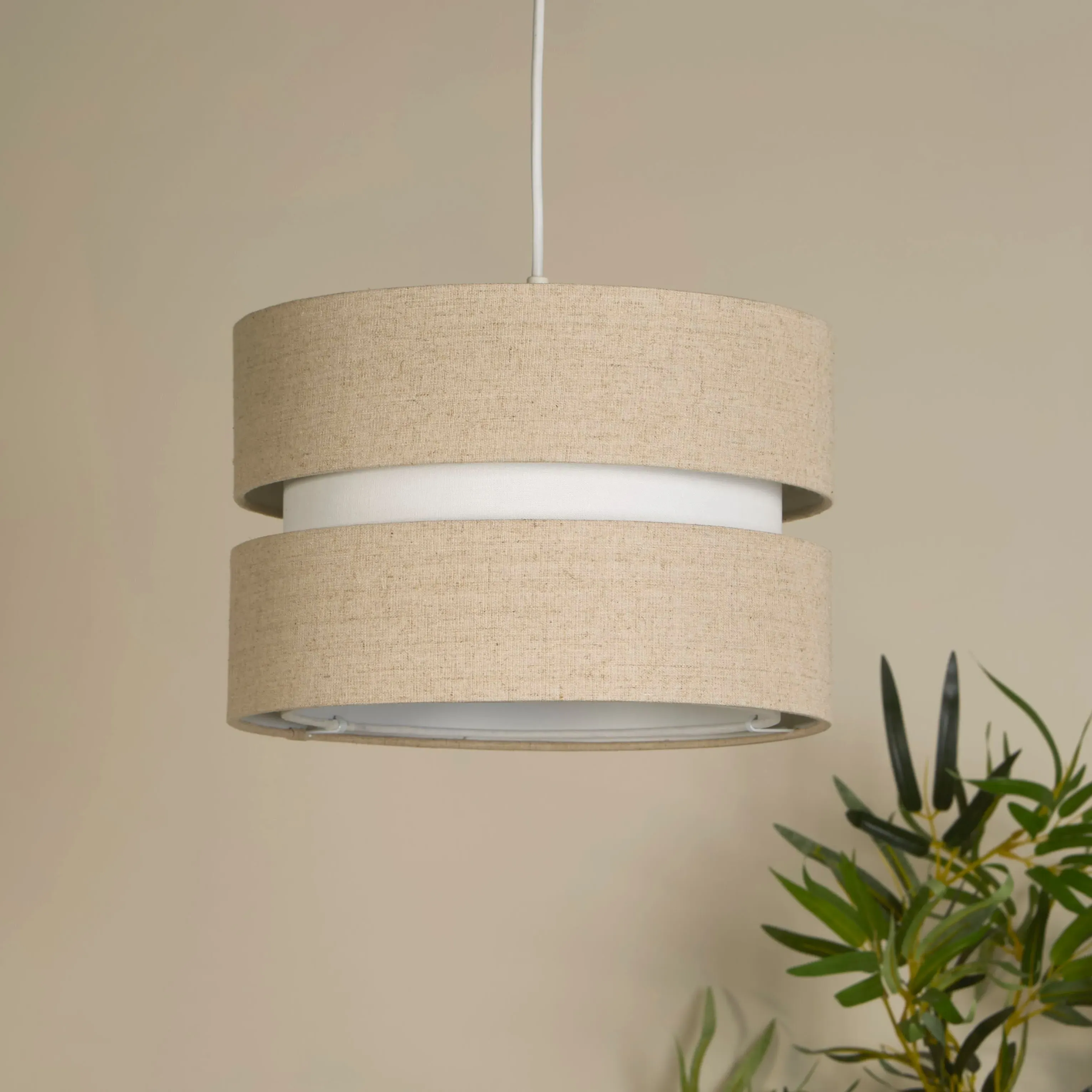 Two Tone Tier Drum Lamp Shade 30cm - Natural, Linen by Julian Charles, alternate view