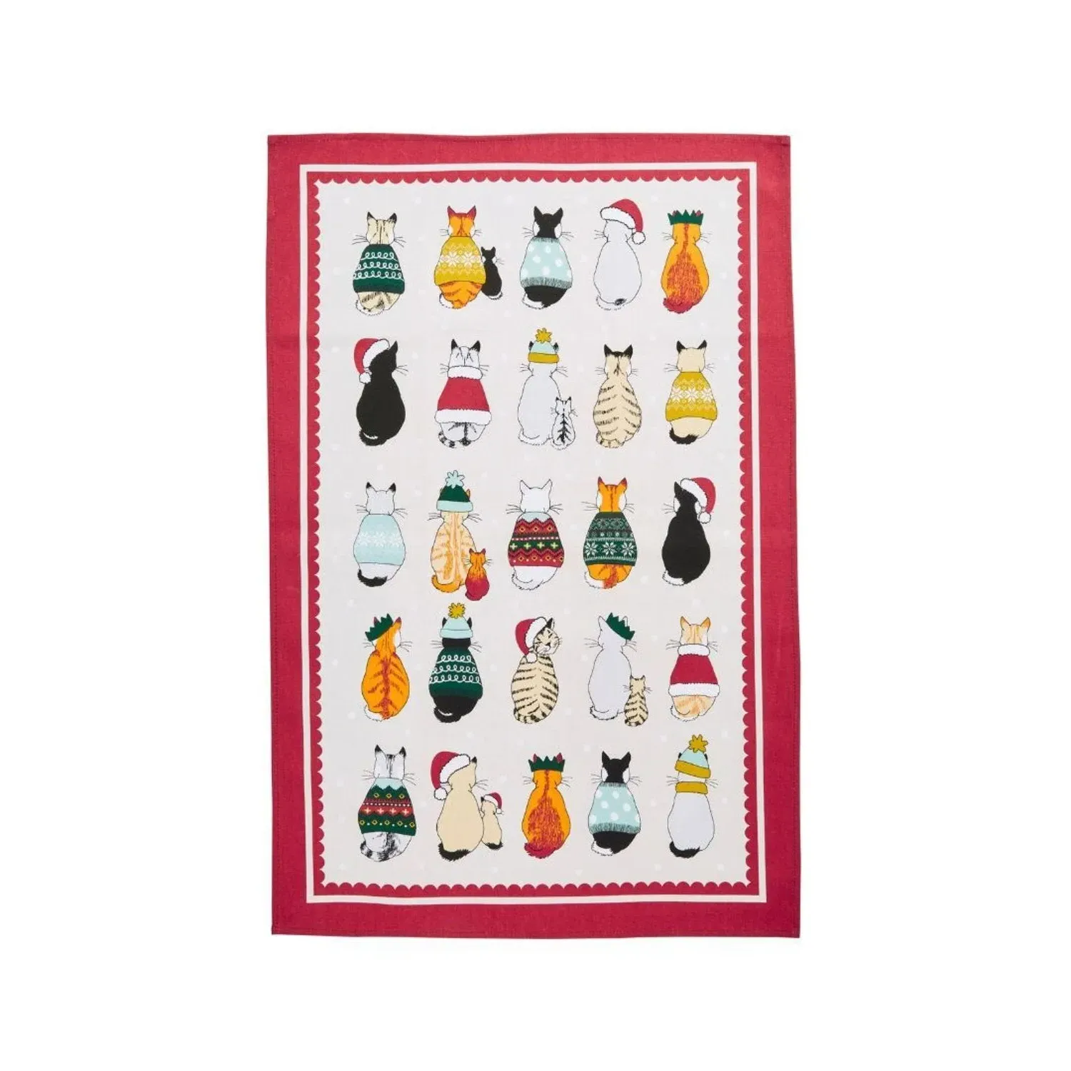 Ulster Weavers Christmas Cats in Waiting Cotton Tea Towel by Julian Charles