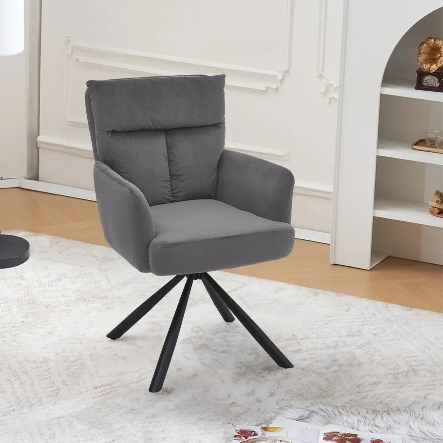 Upholstered Swivel Armchair - Dark Grey by Julian Charles, alternate view