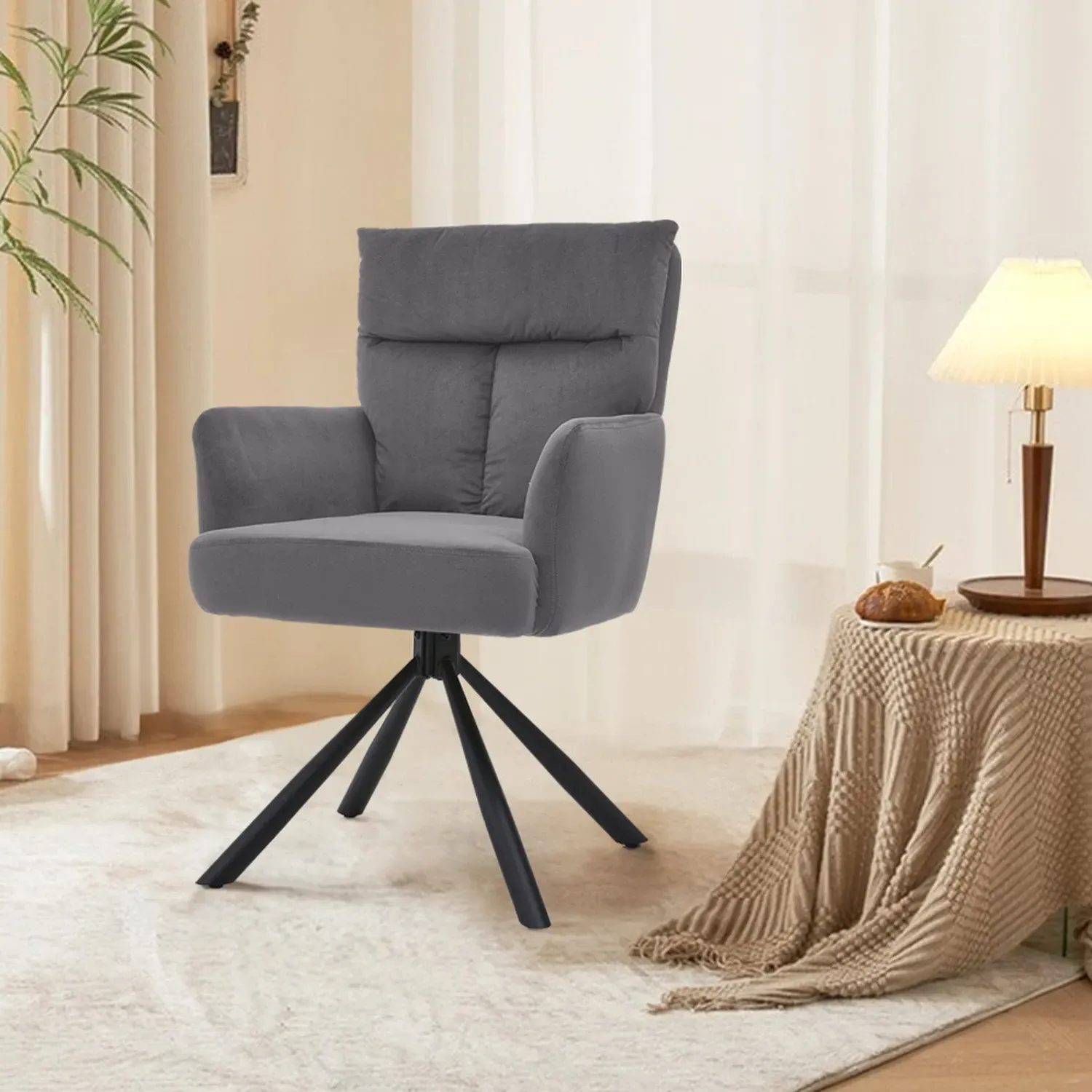 Upholstered Swivel Armchair - Dark Grey by Julian Charles