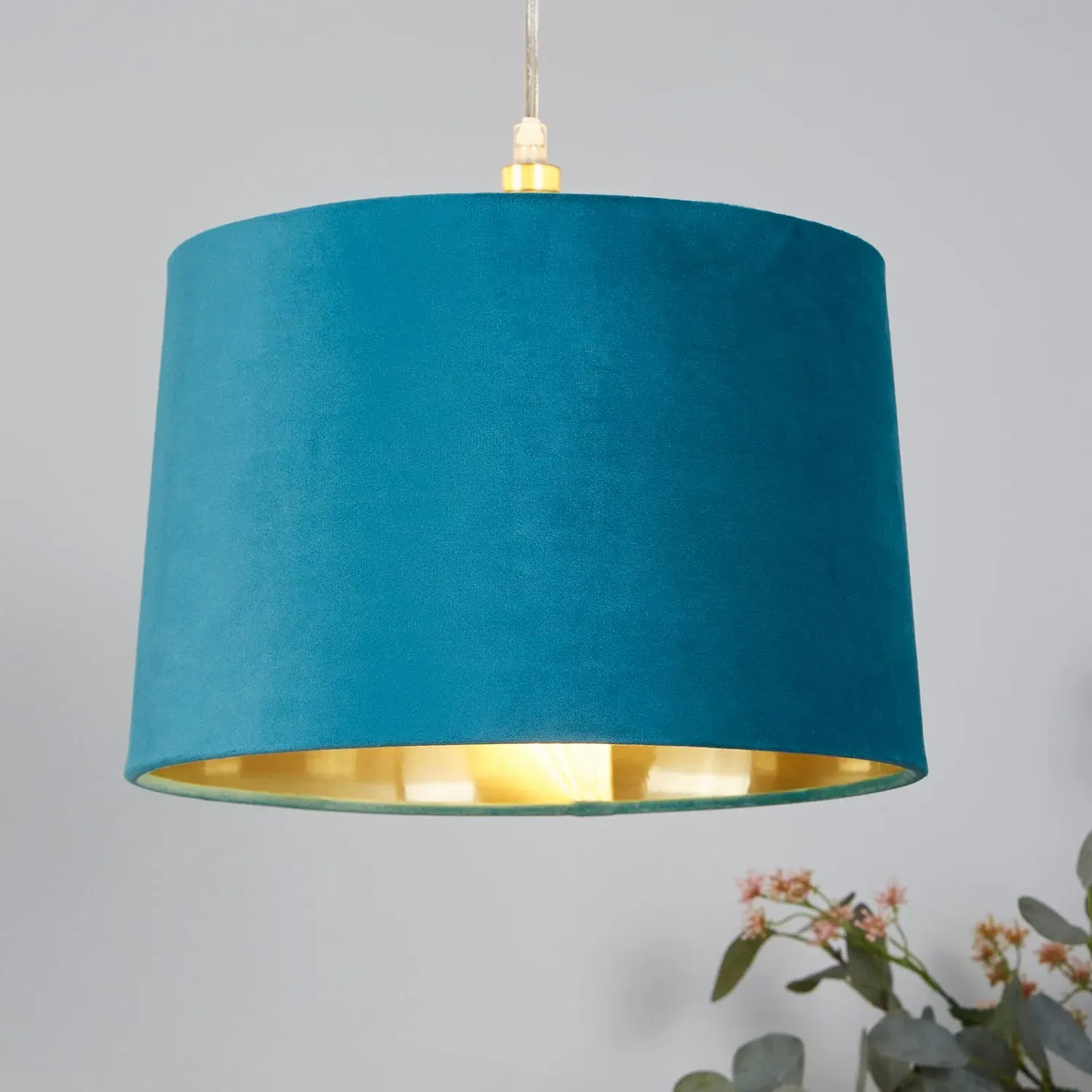 Velvet Tapered Drum Easy Fit Light Shade - Teal alternate view