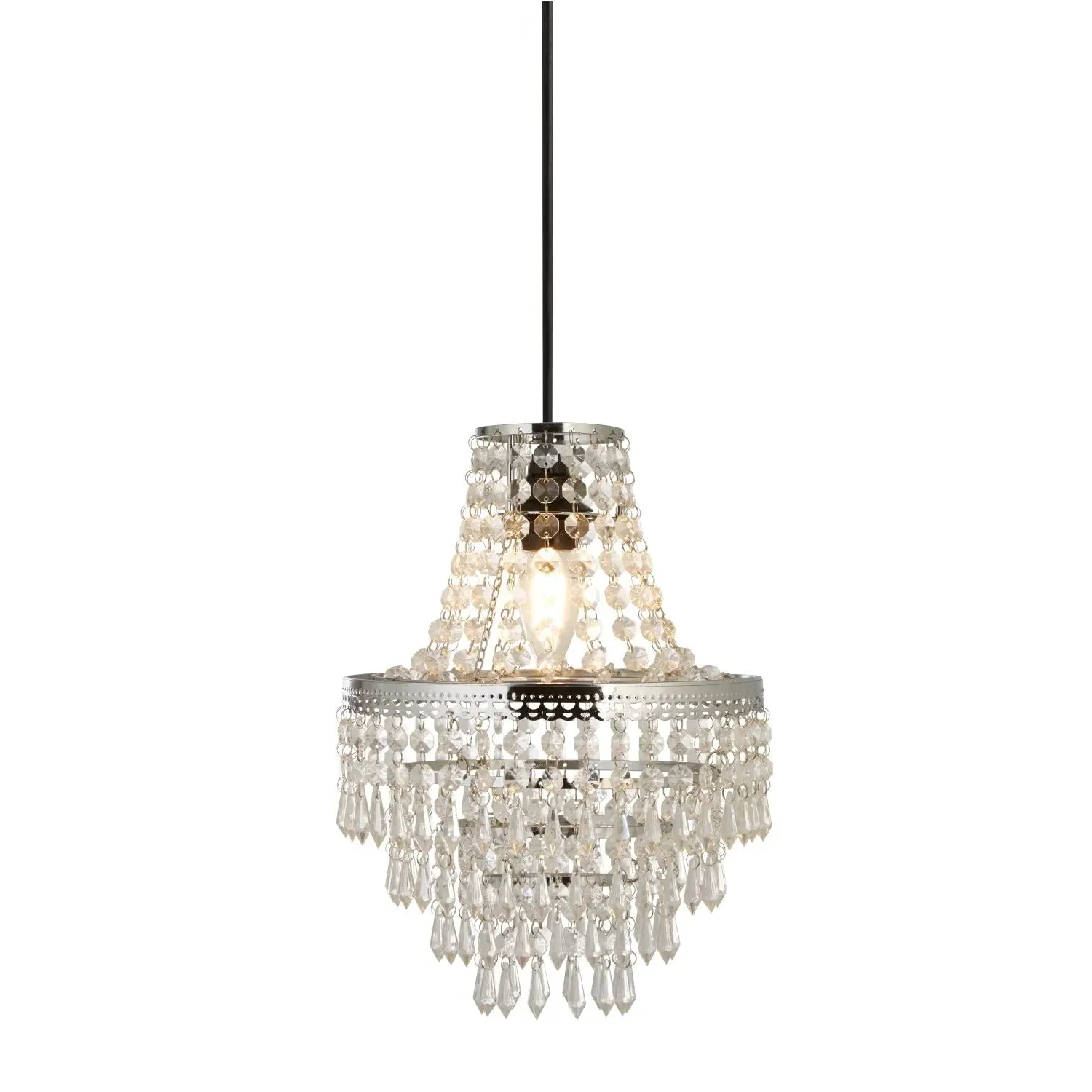 Vintage Drop Light Shade - Chrome, Acrylic