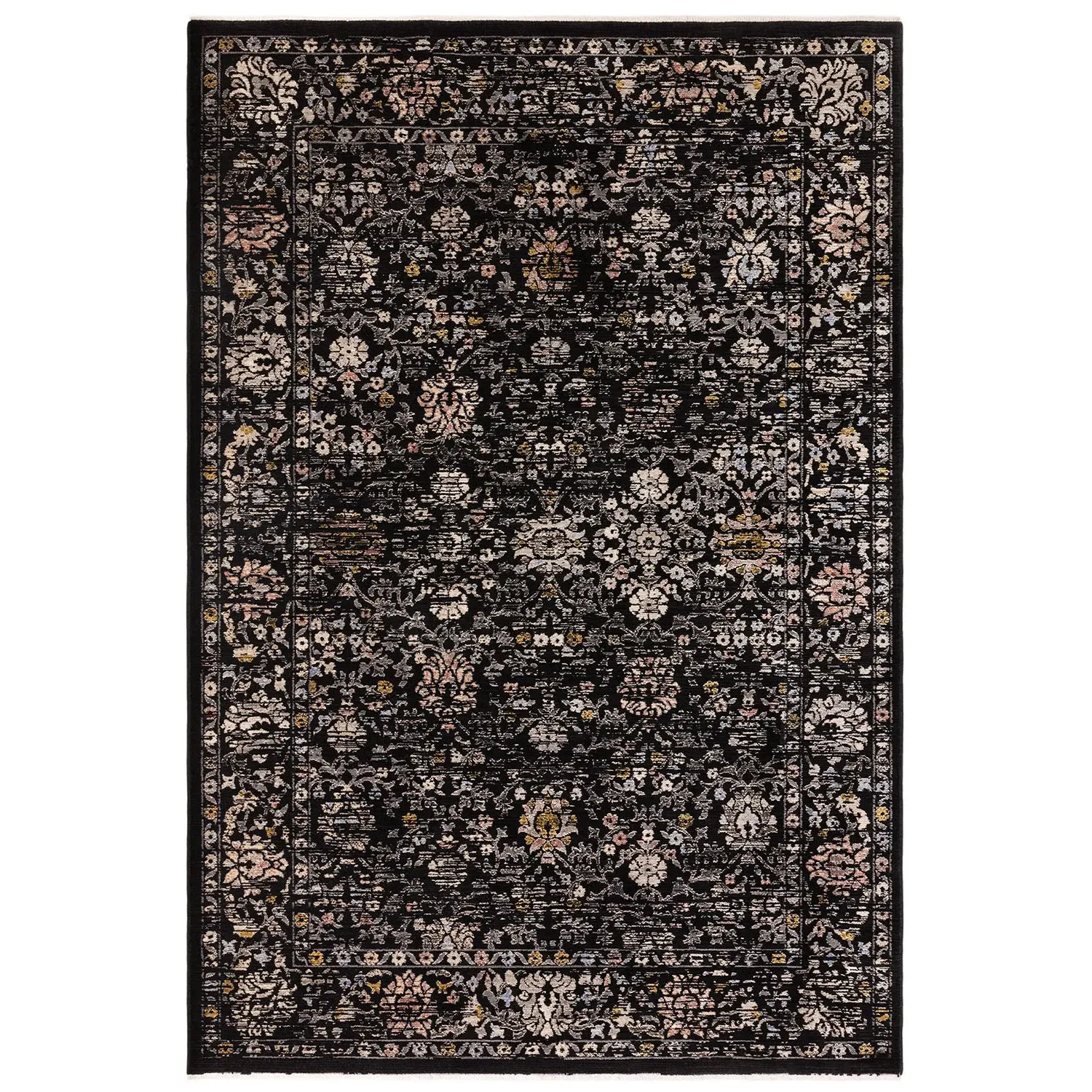 Vintage Floral Rug - Black image