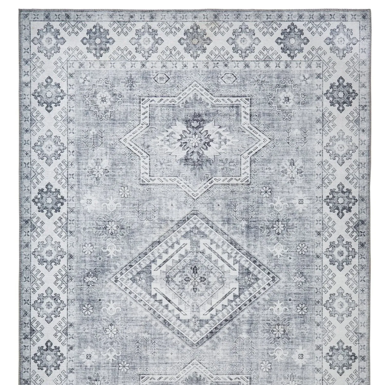 Vintage Rug with Flat Weave - Silver, Chenille