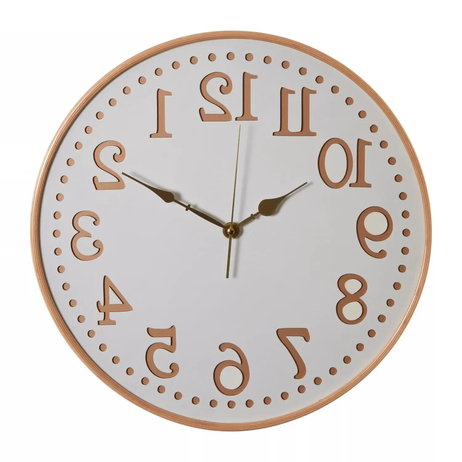Vitus Round Wall Clock with Gold Numbers - White, Wood product