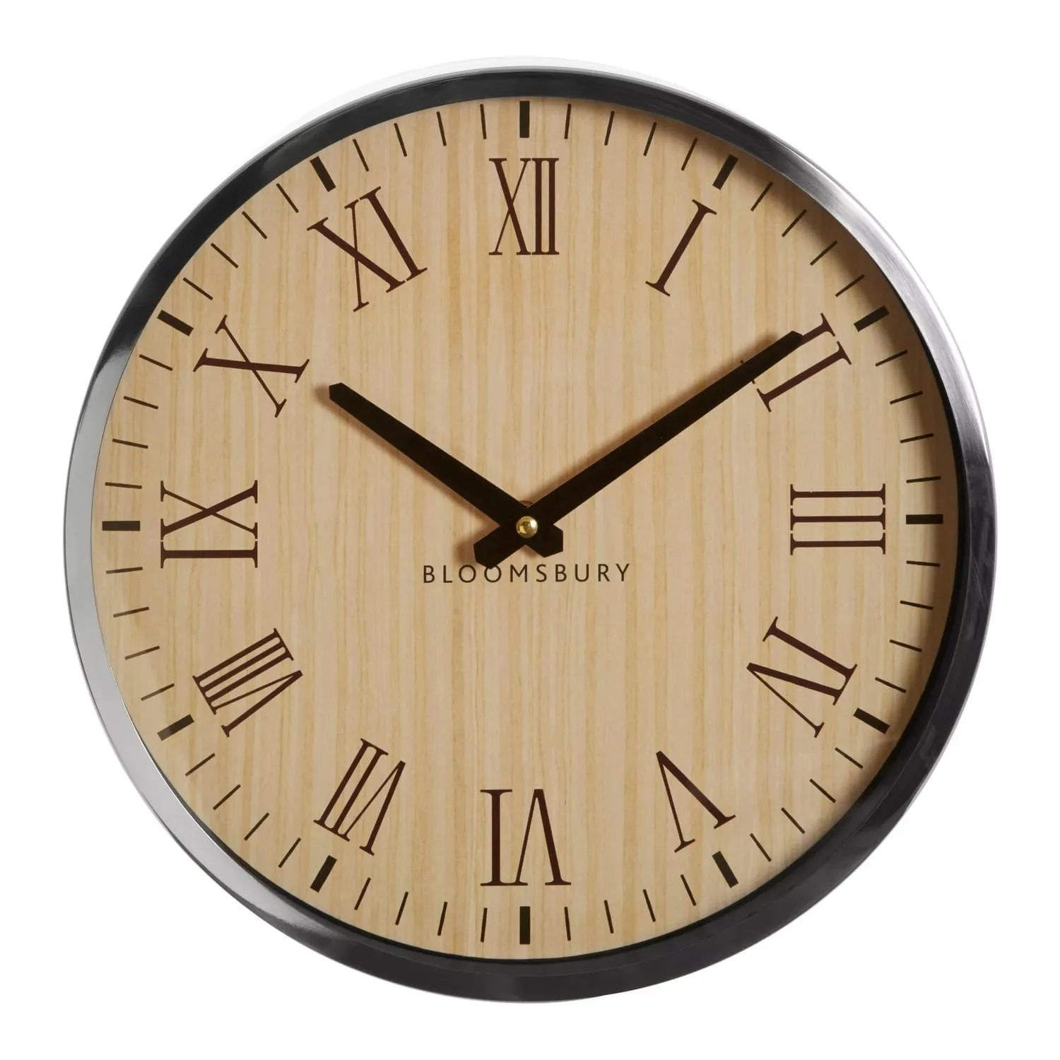 Wall Clock with Glass Cover - Silver, Steel