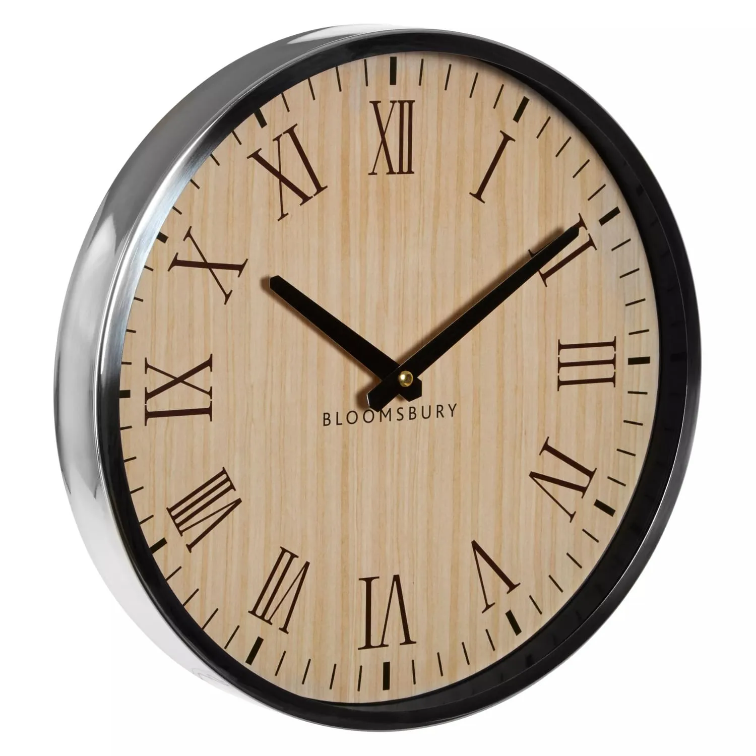 Wall Clock with Glass Cover - Silver, Steel image