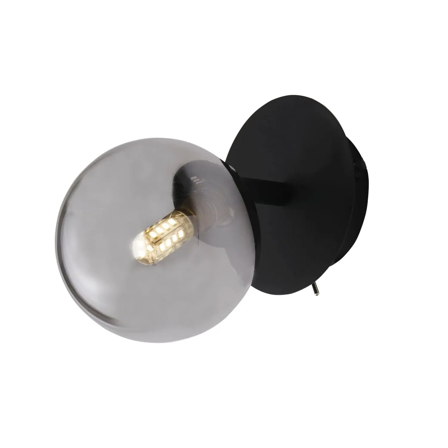 Wall Lamp with Glass Shade - Black, Metal