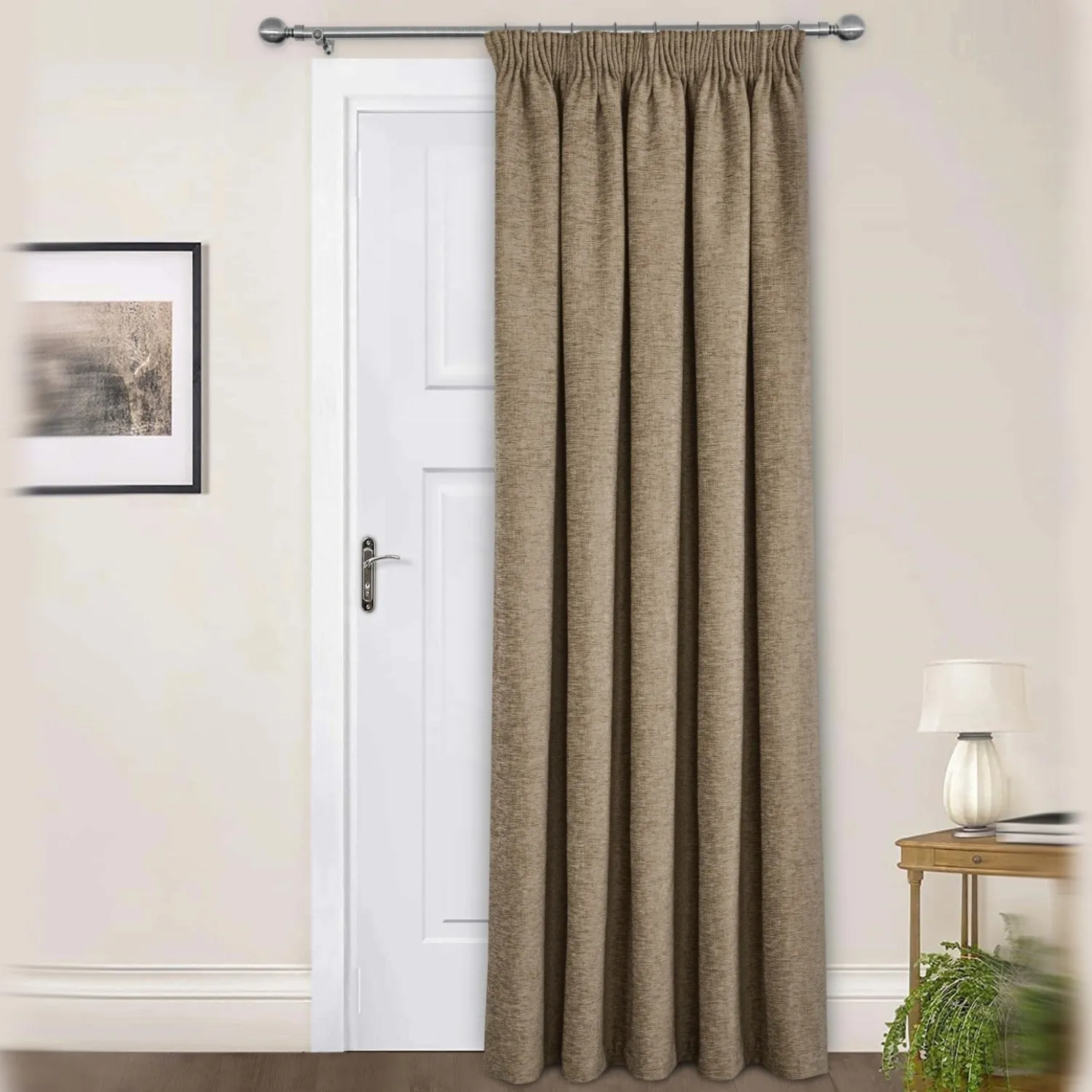 Washington Thermal Pencil Pleat Door Curtain - Brown, Chenille product