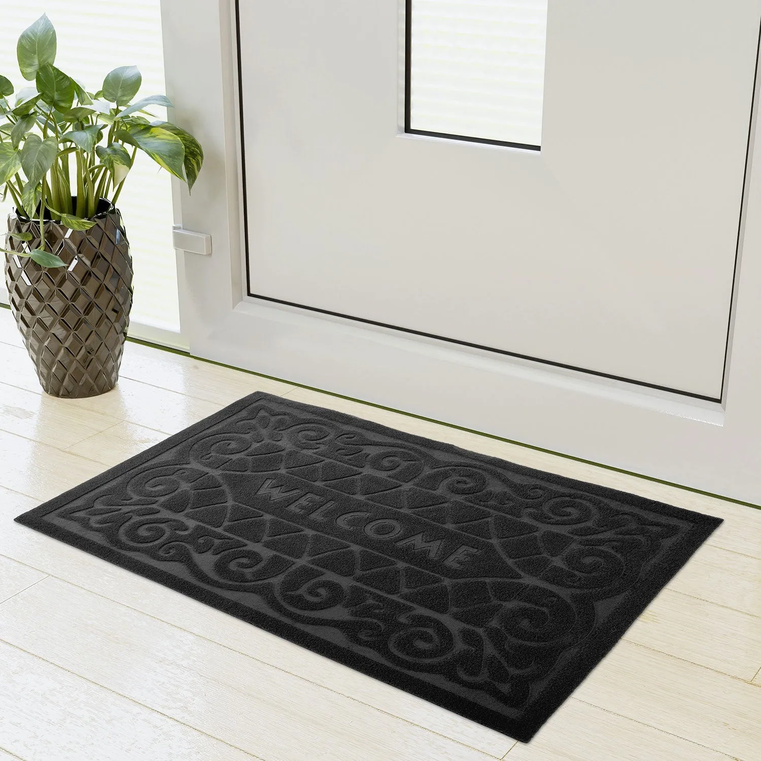 Welcome Doormat Easy Care - Black, Polypropylene