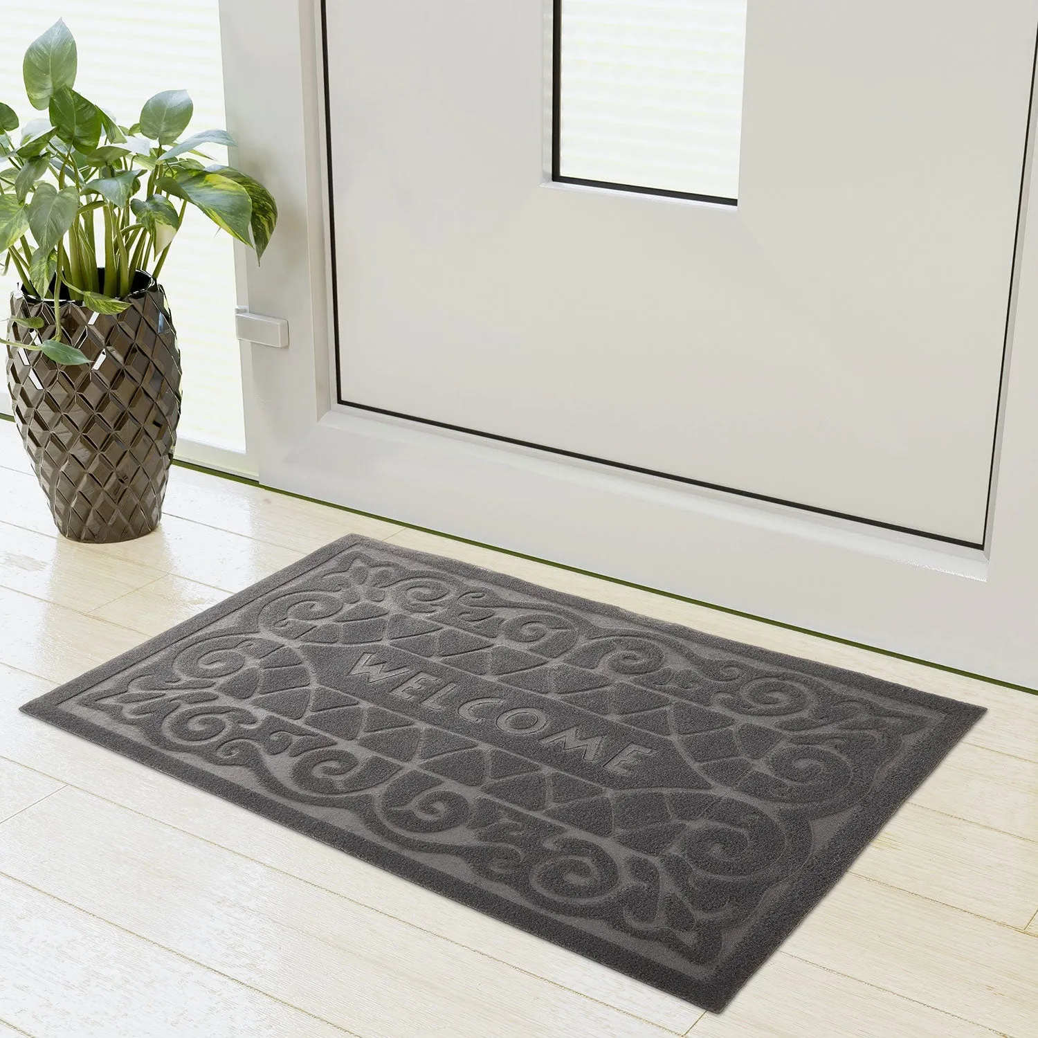 Welcome Doormat Easy Care - Grey, Polypropylene