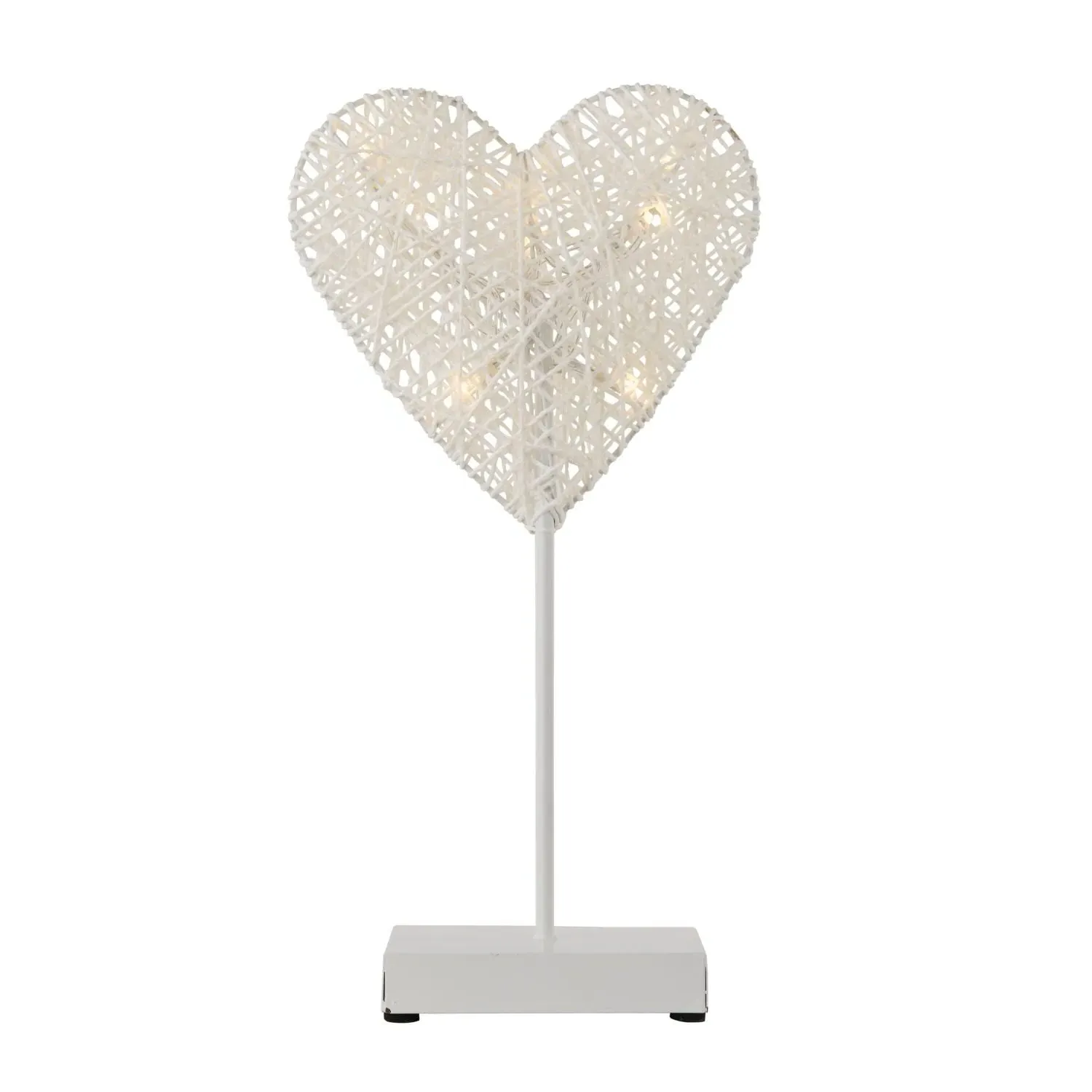 Wicker Heart Battery Powered Table Lamp - White by Julian Charles