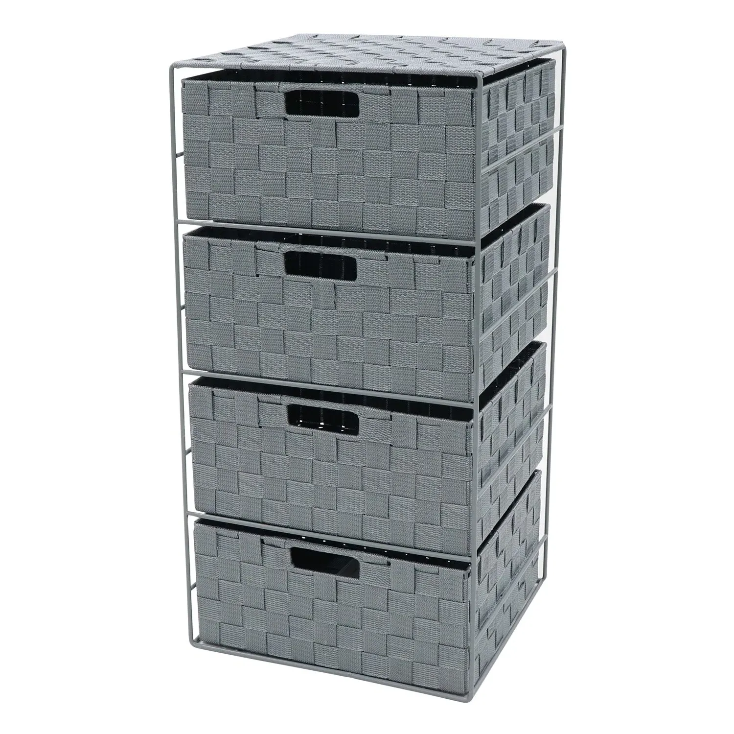 Wide 4-Drawer Storage Tower - Grey, Nylon