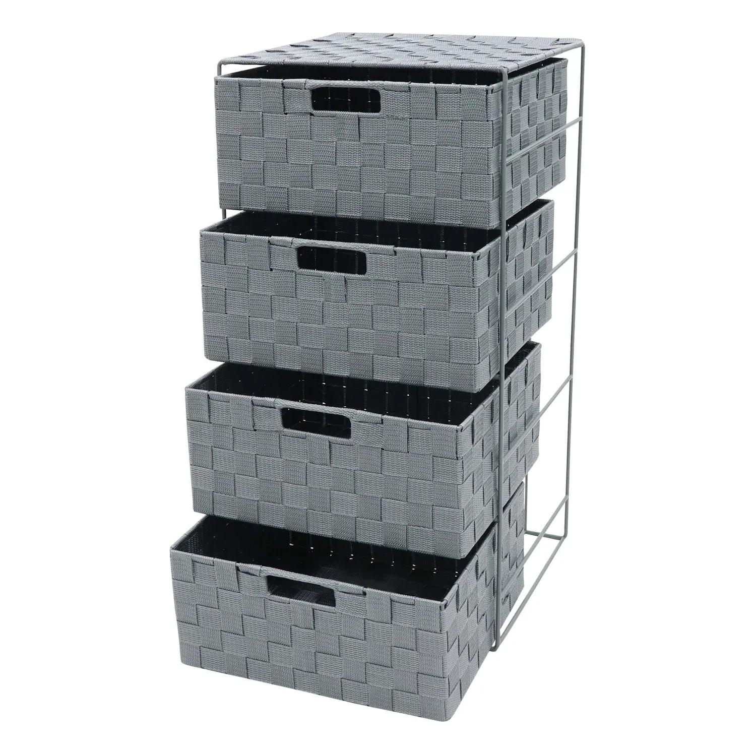 Wide 4-Drawer Storage Tower - Grey, Nylon