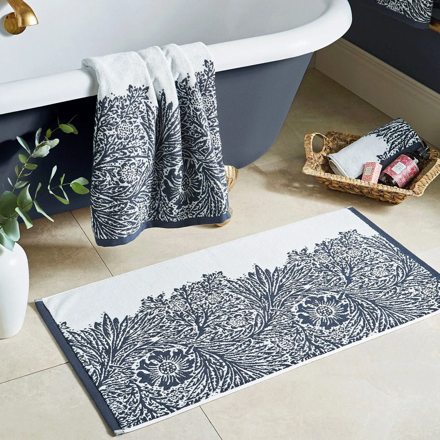 William Morris At Home Marigold Bath Mat - Blue, Cotton by Julian Charles, image 2