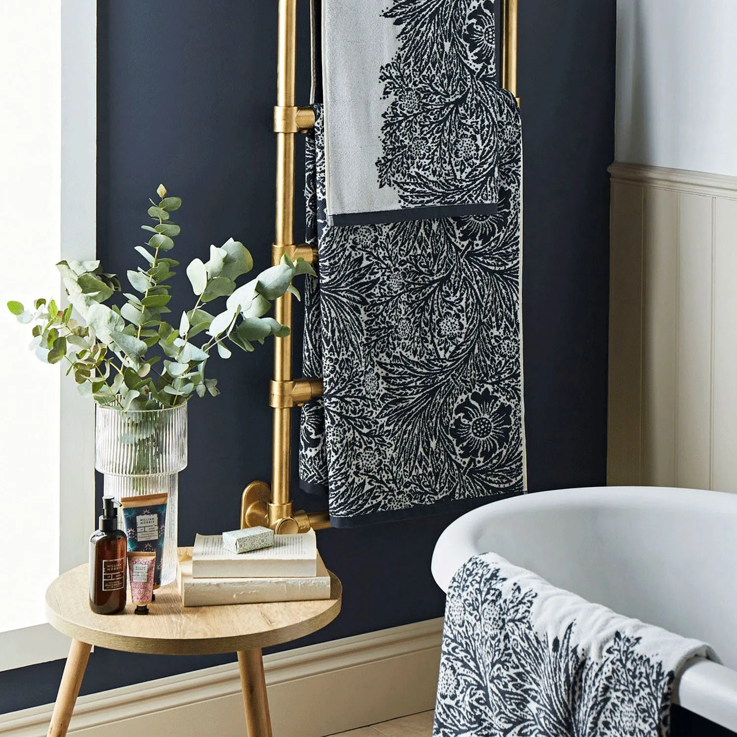 William Morris At Home Marigold Bath Towel - Blue, Cotton by Julian Charles, image 2