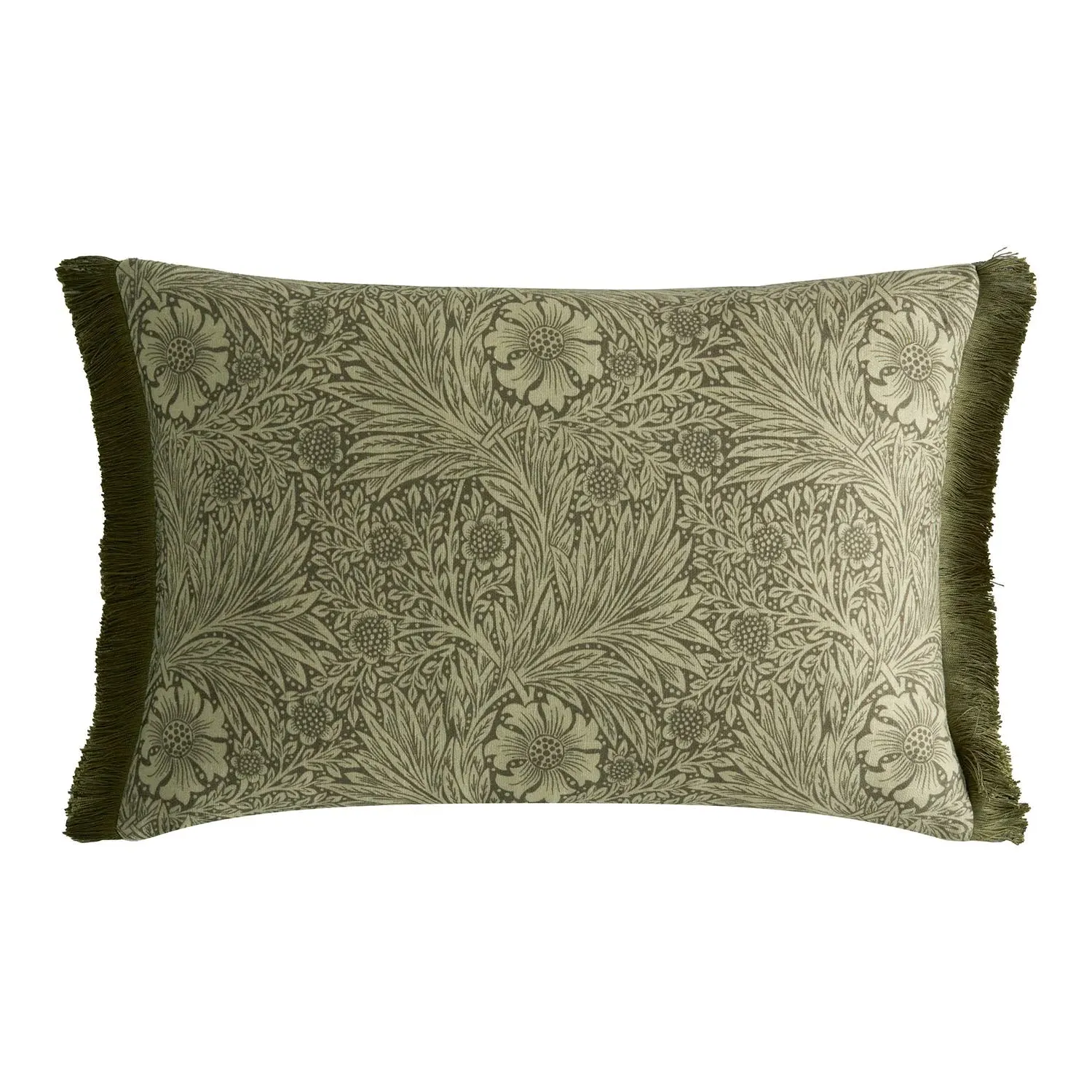 William Morris At Home Marigold Cushion - Olive, Cotton by Julian Charles