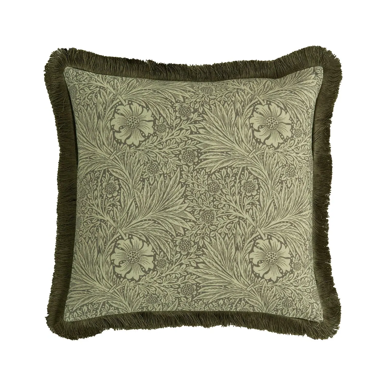 William Morris At Home Marigold Large Cushion - Olive, Cotton by Julian Charles