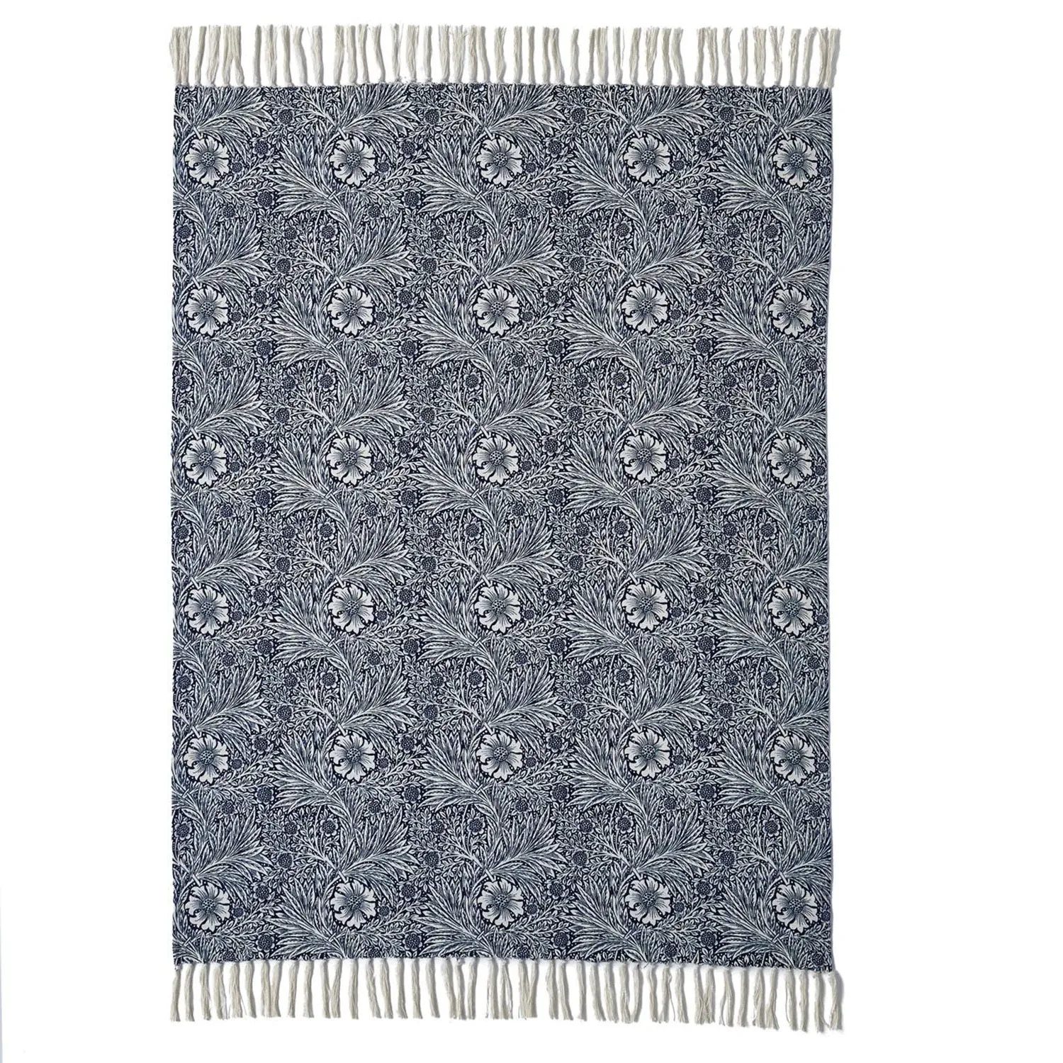 William Morris At Home Marigold Throw - Indigo Blue, Cotton by Julian Charles, alternate view