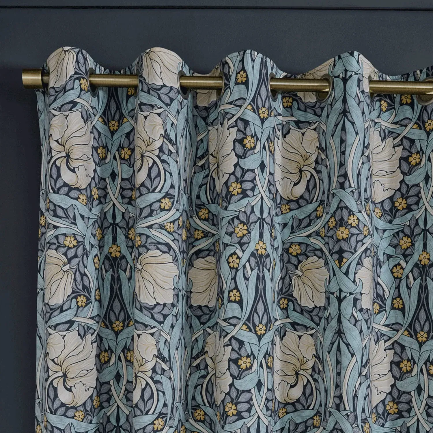 William Morris At Home Pimpernel Blackout Eyelet Curtains - Blue, Cotton by Julian Charles, image 2