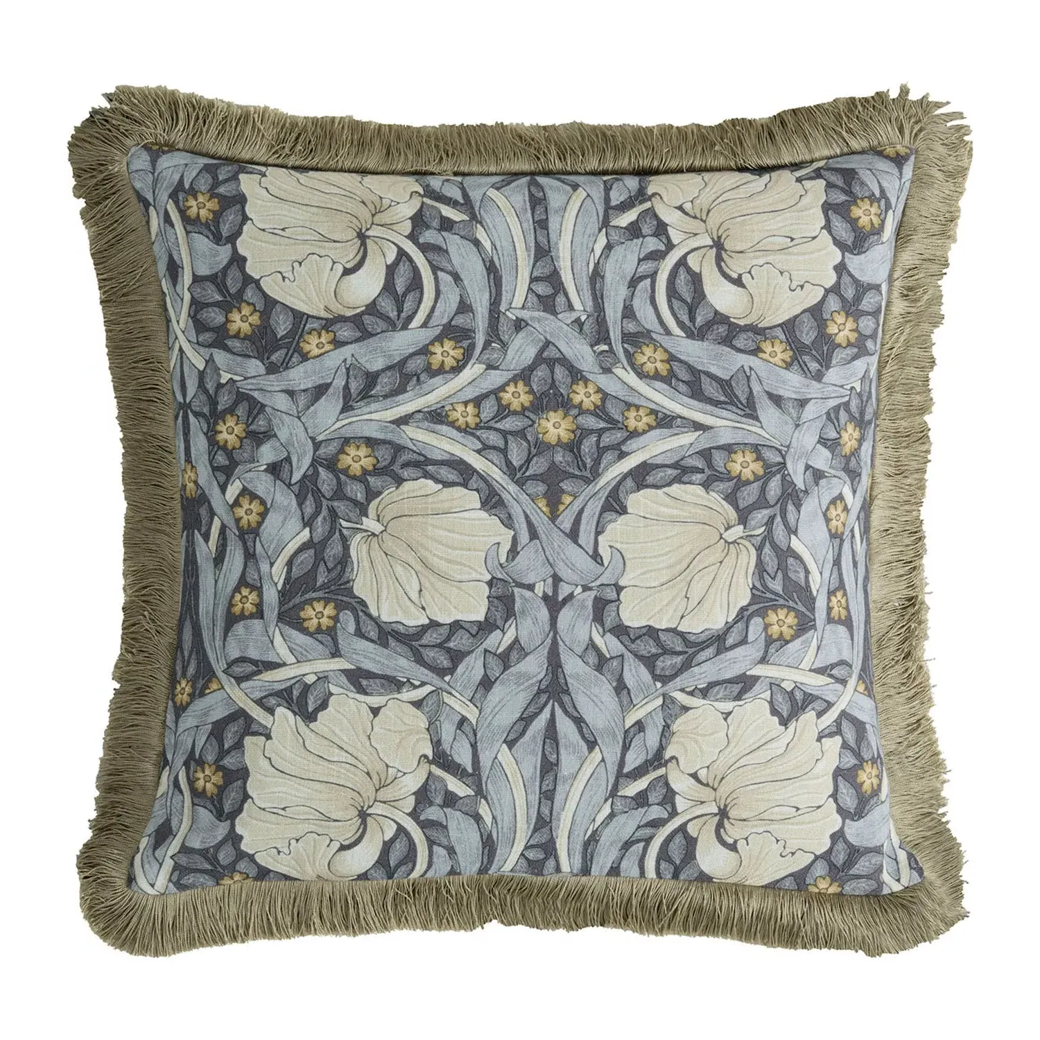 William Morris At Home Pimpernel Ink Cushion - Blue, Cotton by Julian Charles