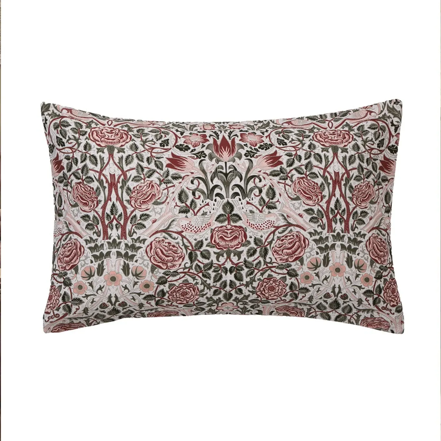 William Morris At Home Rose Brick Pink-Sage Standard Pillowcase Pair - Pink, Cotton Sateen by Julian Charles