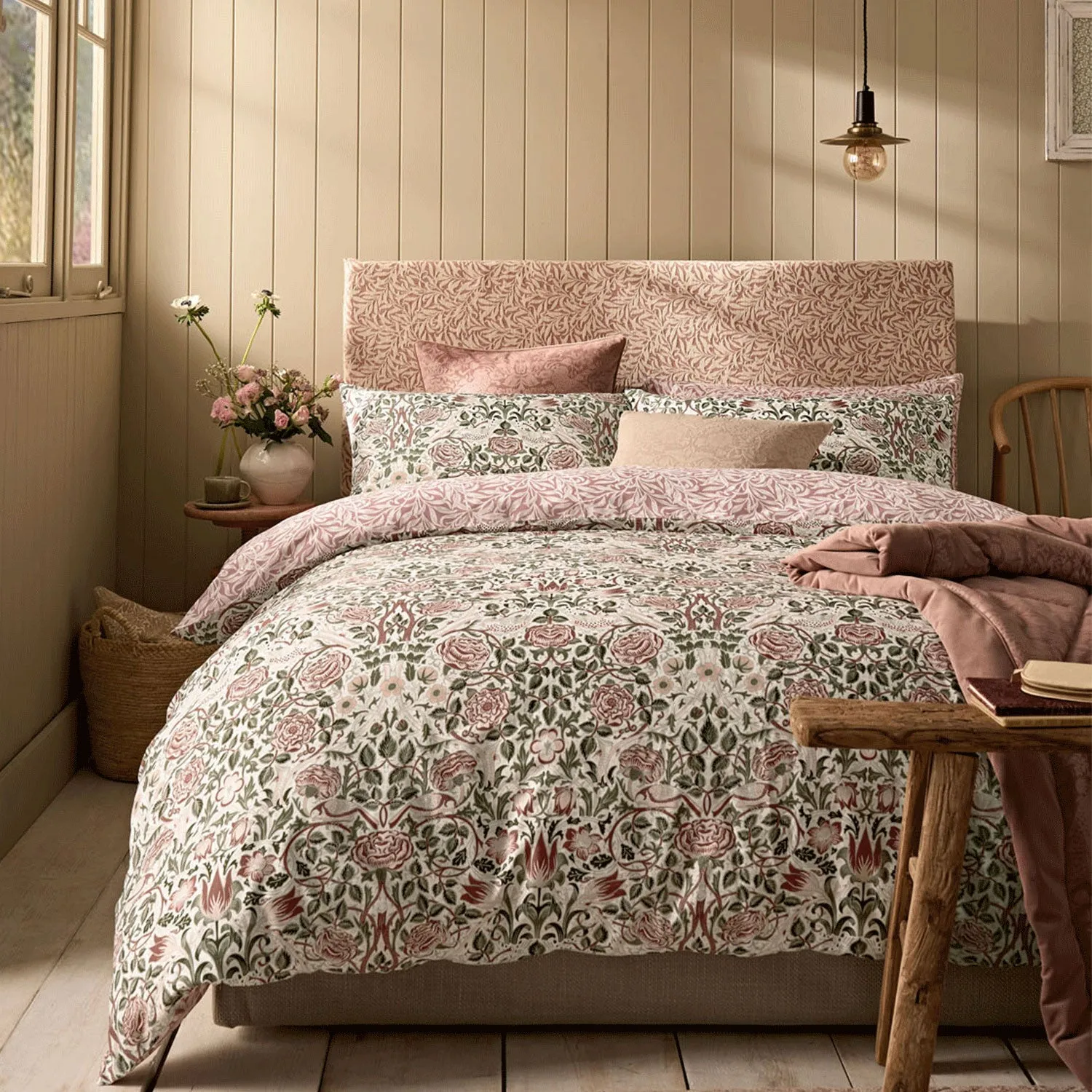 William Morris At Home Rose Single Duvet Set - Pink, Cotton Sateen product