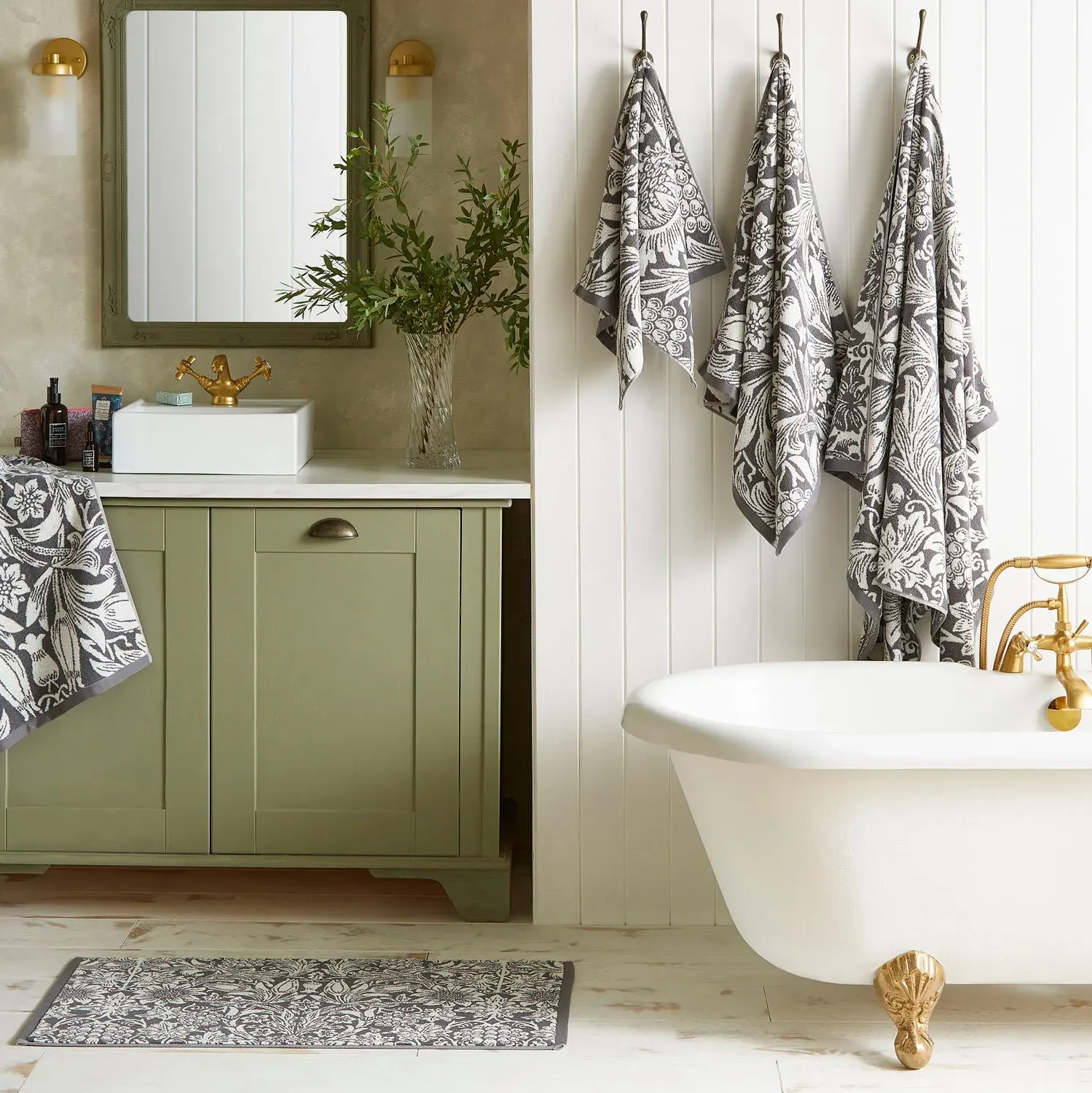 William Morris At Home Sunflower Bath Towel - Grey, Cotton by Julian Charles, image 2
