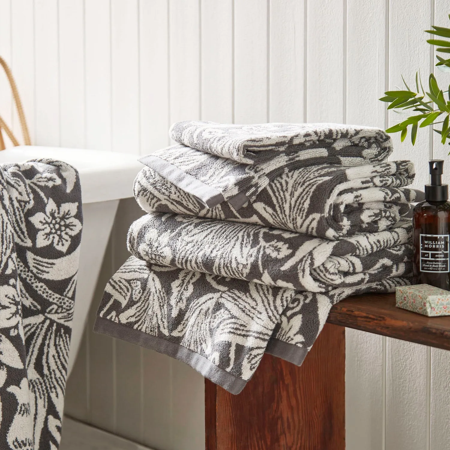 William Morris At Home Sunflower Hand Towel - Grey, Cotton by Julian Charles