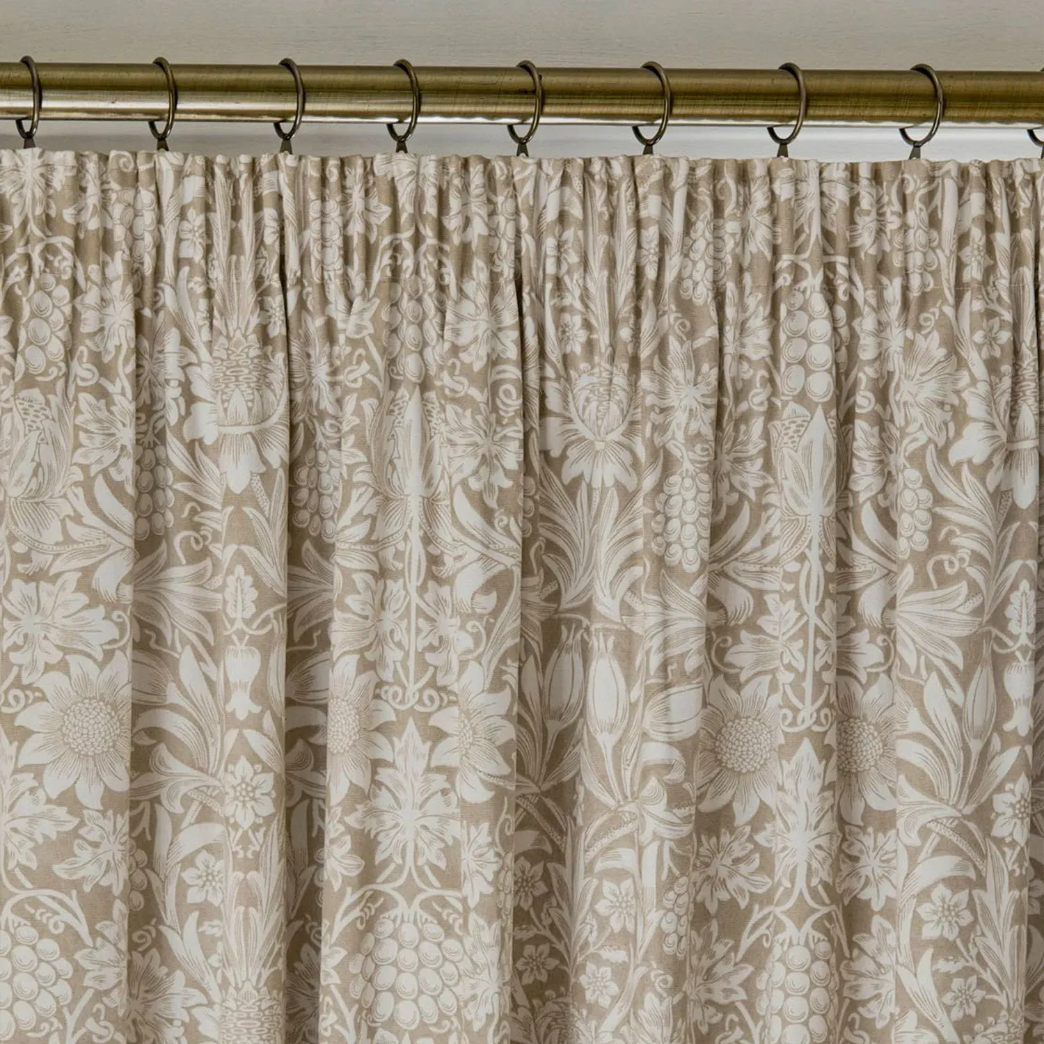 William Morris At Home Sunflower Hessian Blackout Pencil Pleat Curtains - Natural, Cotton by Julian Charles, image 2