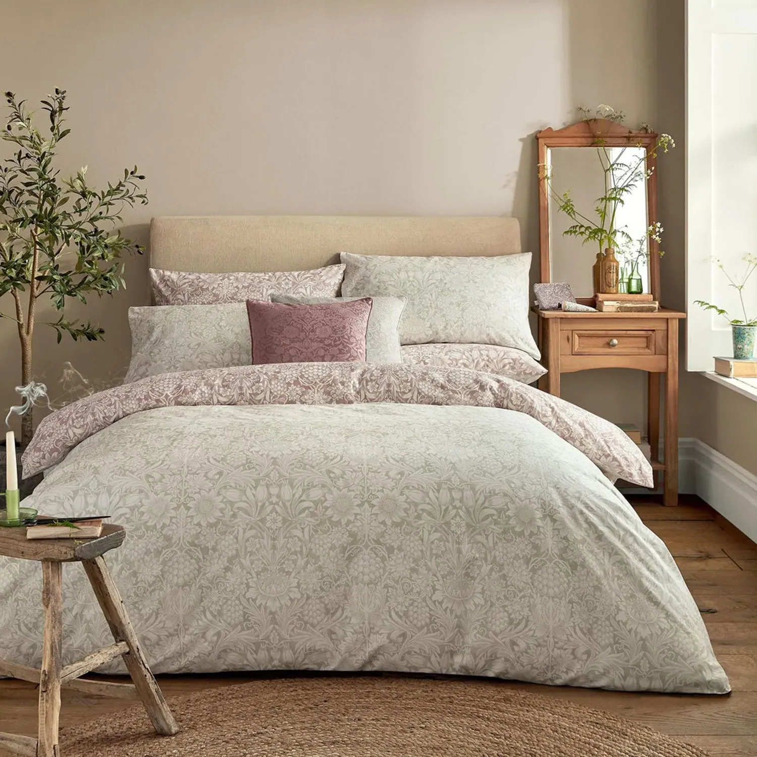 William Morris At Home Sunflower Single Duvet Set - Pink, Cotton alternate view