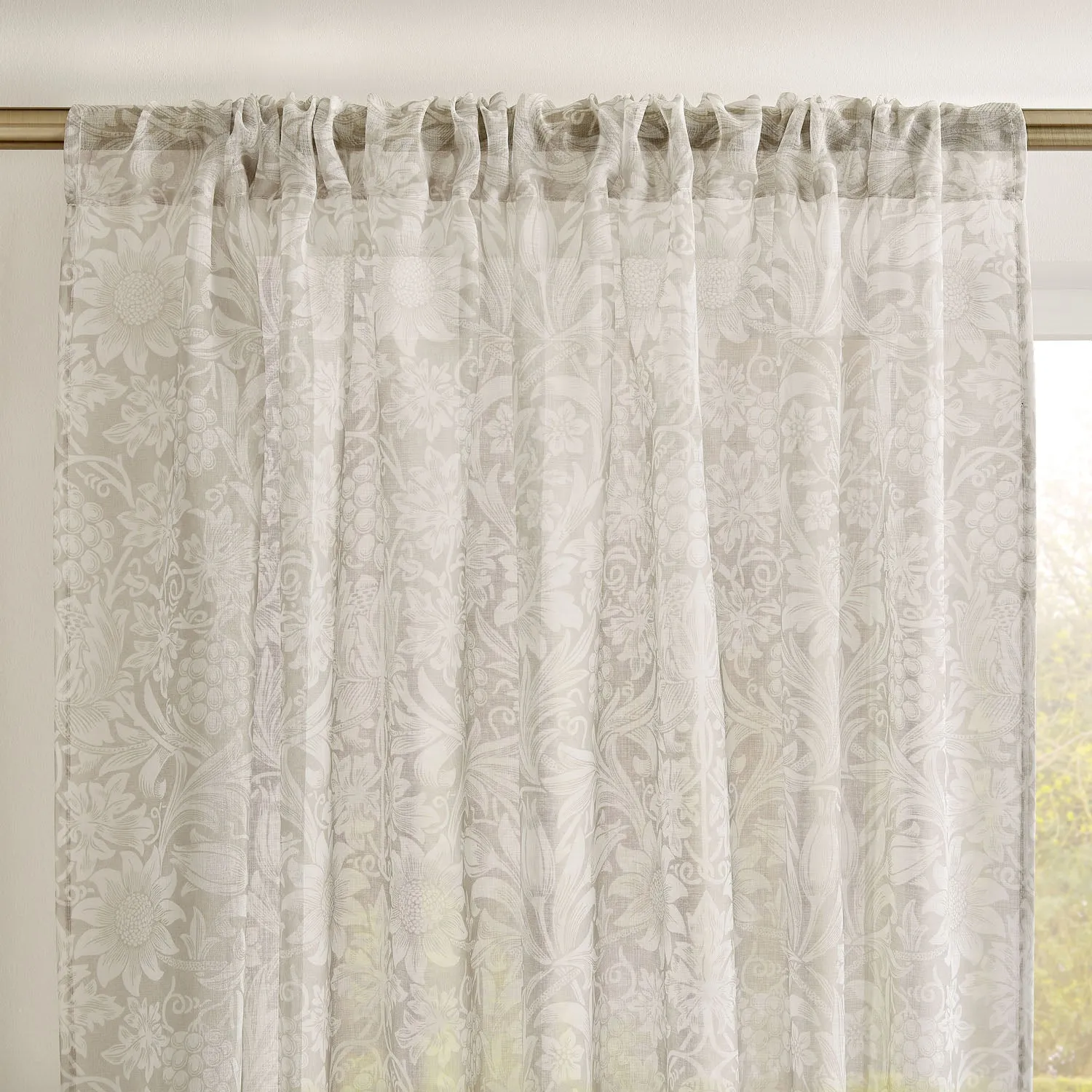 William Morris At Home Sunflowers Slot Top Sheer Voile - Natural by Julian Charles